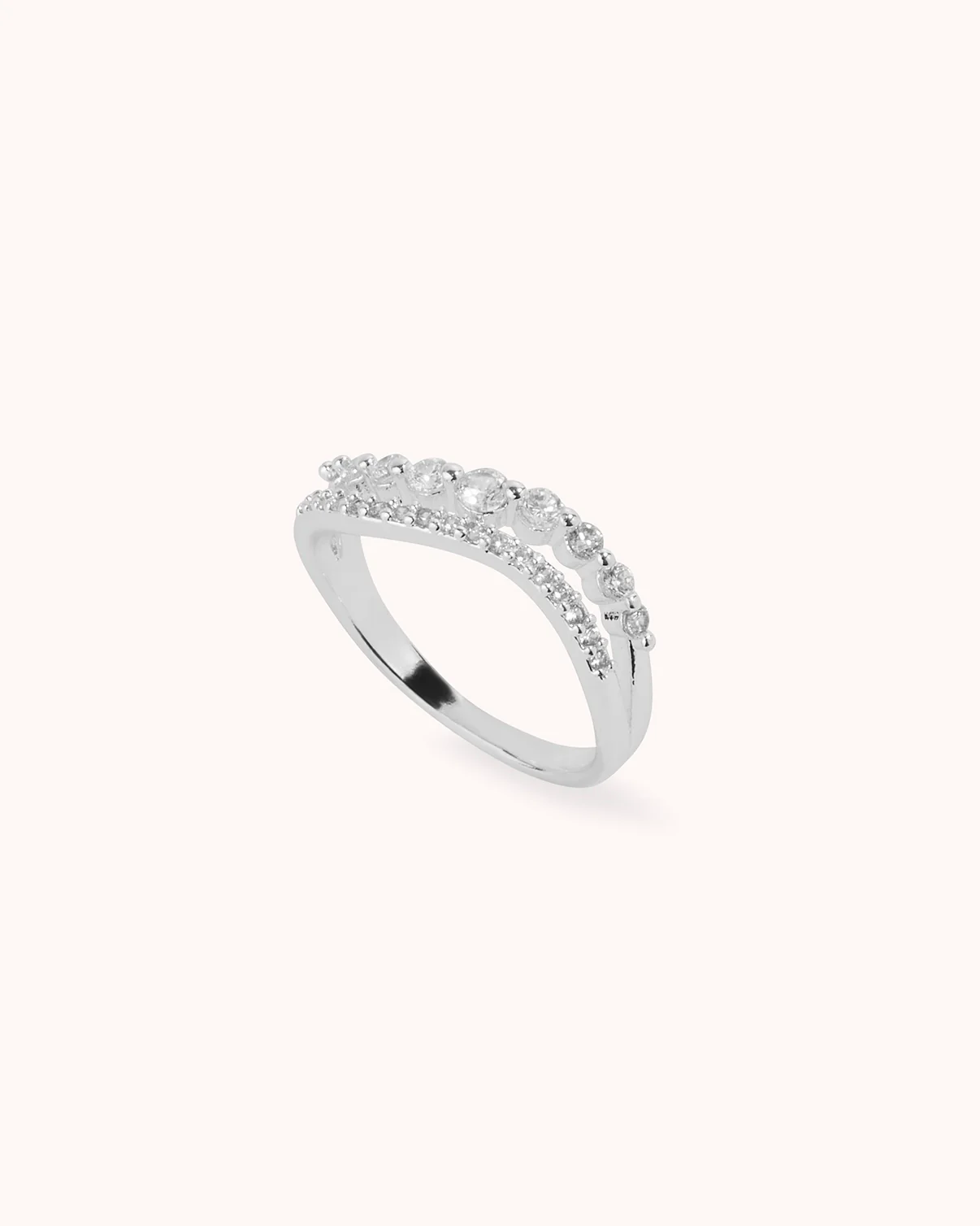 Cubic Zirconia Double Band Ring in Silver - Image 2