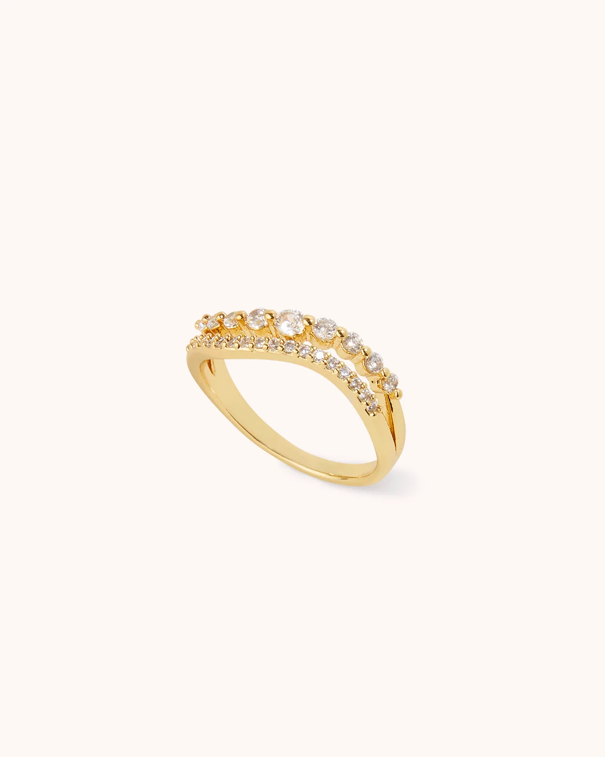 Cubic Zirconia Double Band Ring in Gold - Image 3