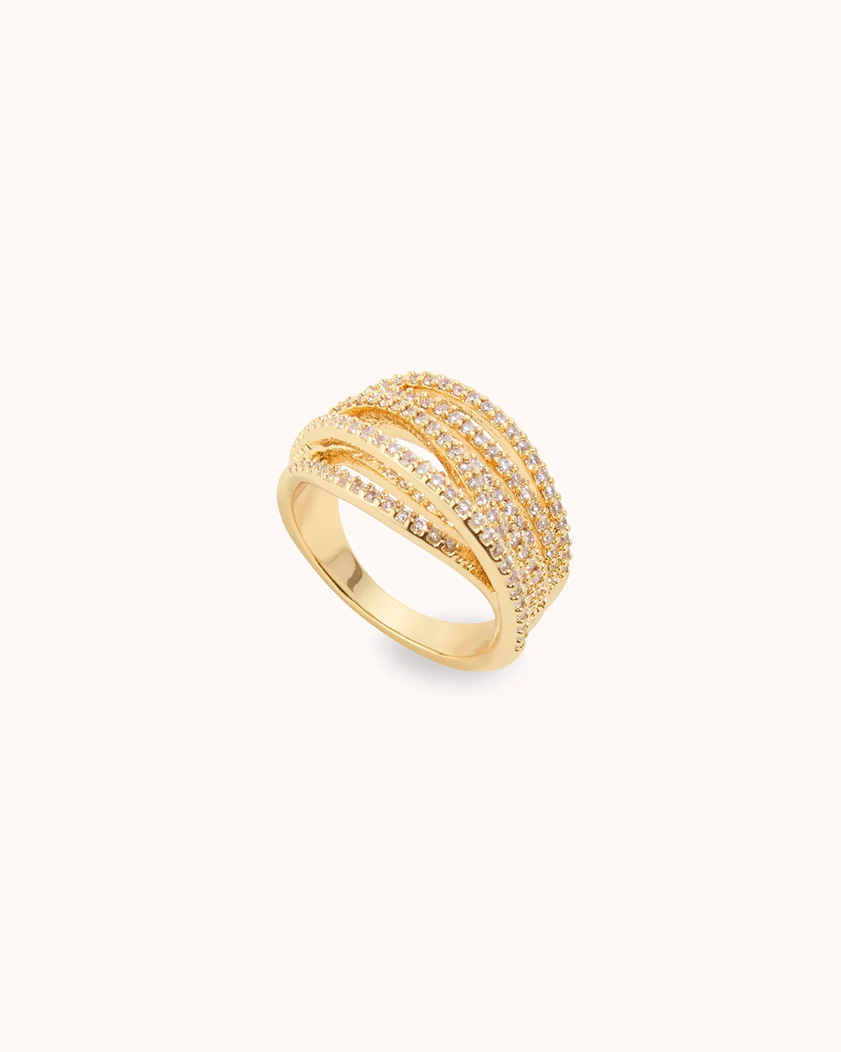 Cubic Zirconia Multi Row Ring in Gold - Image 3