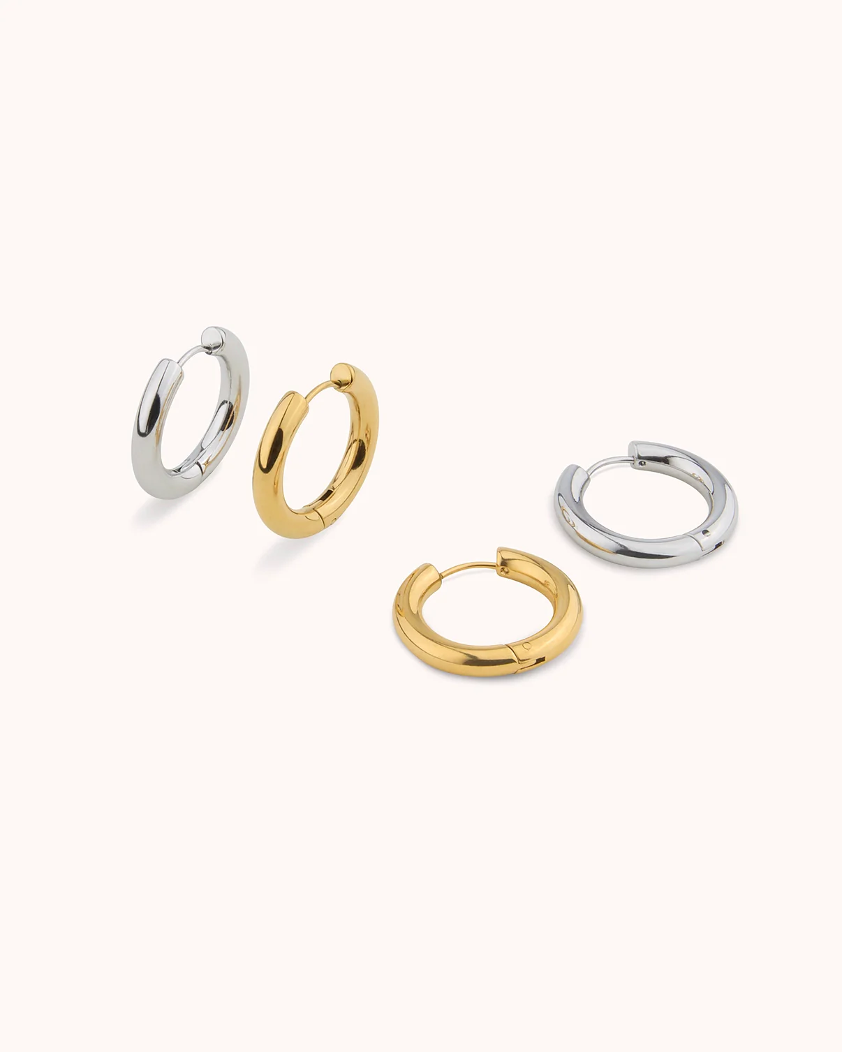 Waterproof Mixed Metal 2-Pack Hoop Earrings in Silver - Image 3