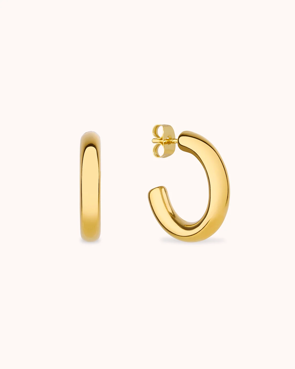 Waterproof Small Thick Hoop Earrings in Gold