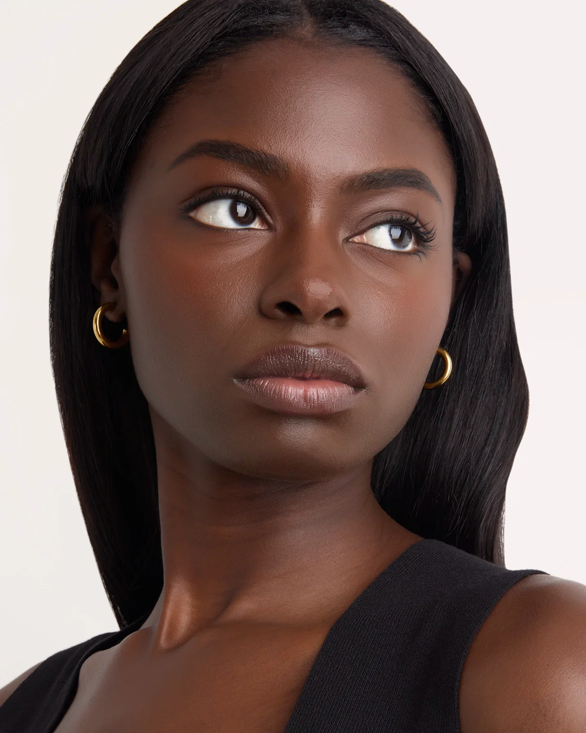 Waterproof Small Thick Hoop Earrings in Gold - Image 2