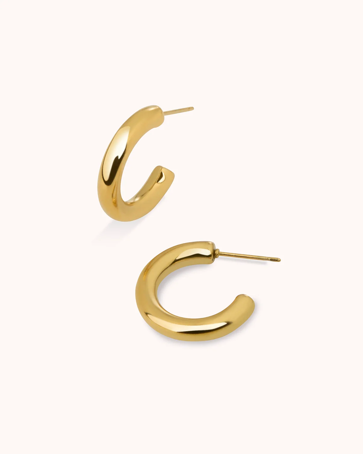 Waterproof Small Thick Hoop Earrings in Gold - Image 3