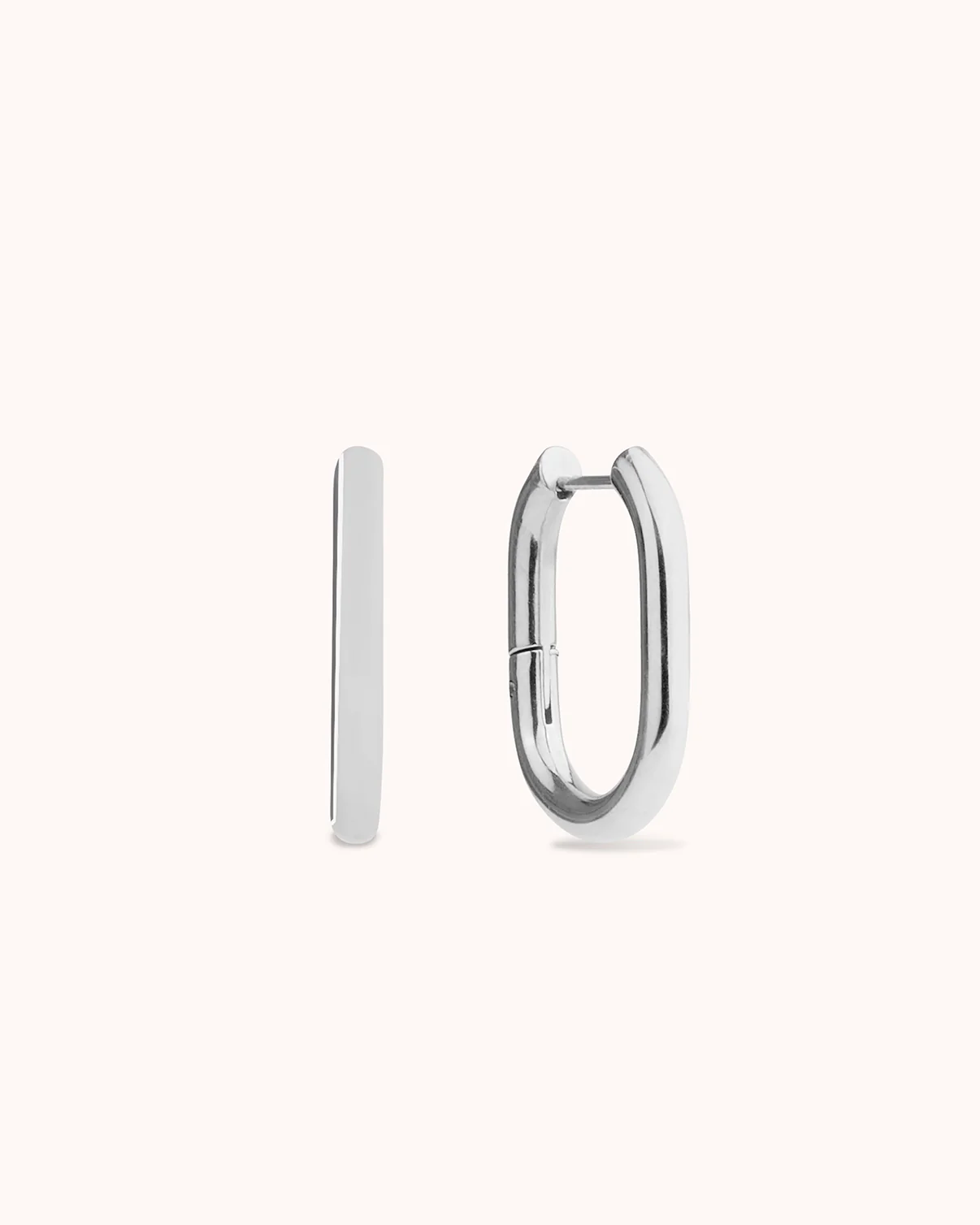 Long Circle Seamless Huggie Earrings in Silver