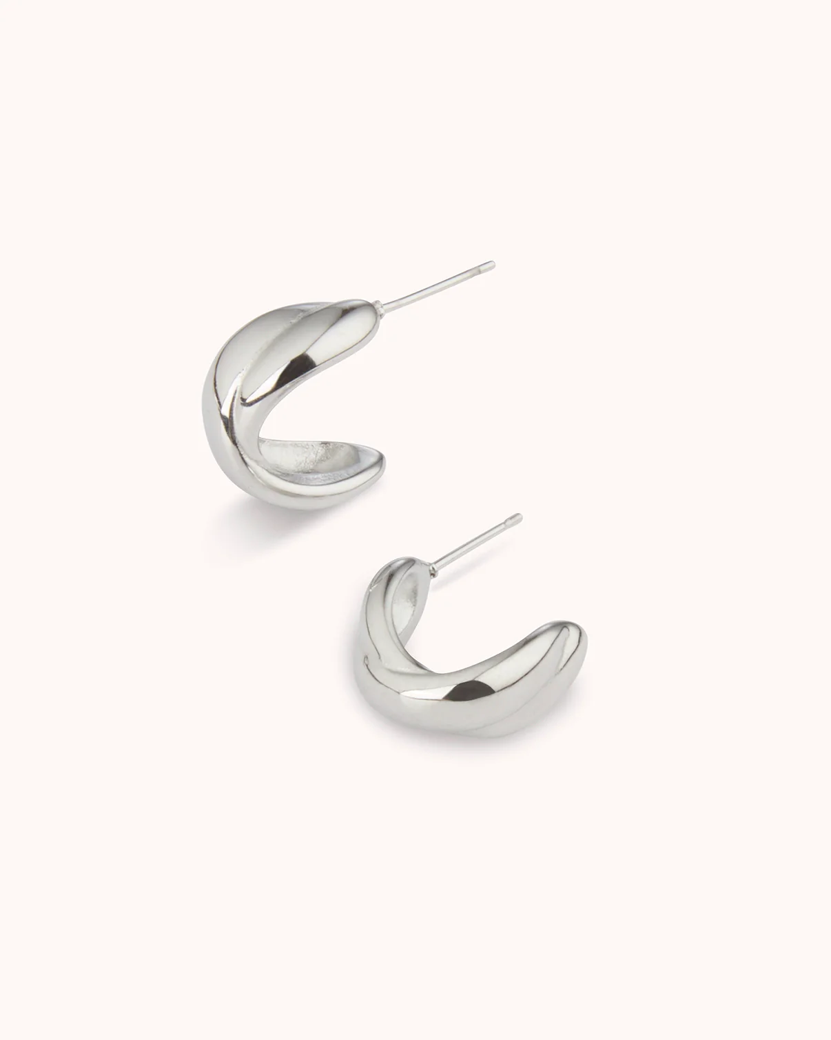 Waterproof Small Crossover Hoops in Silver - Image 2