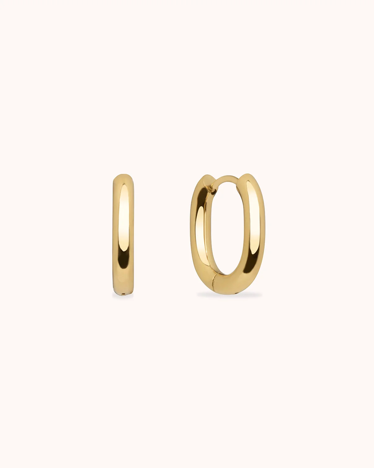 Thick Oval Hoop Earrings in Gold