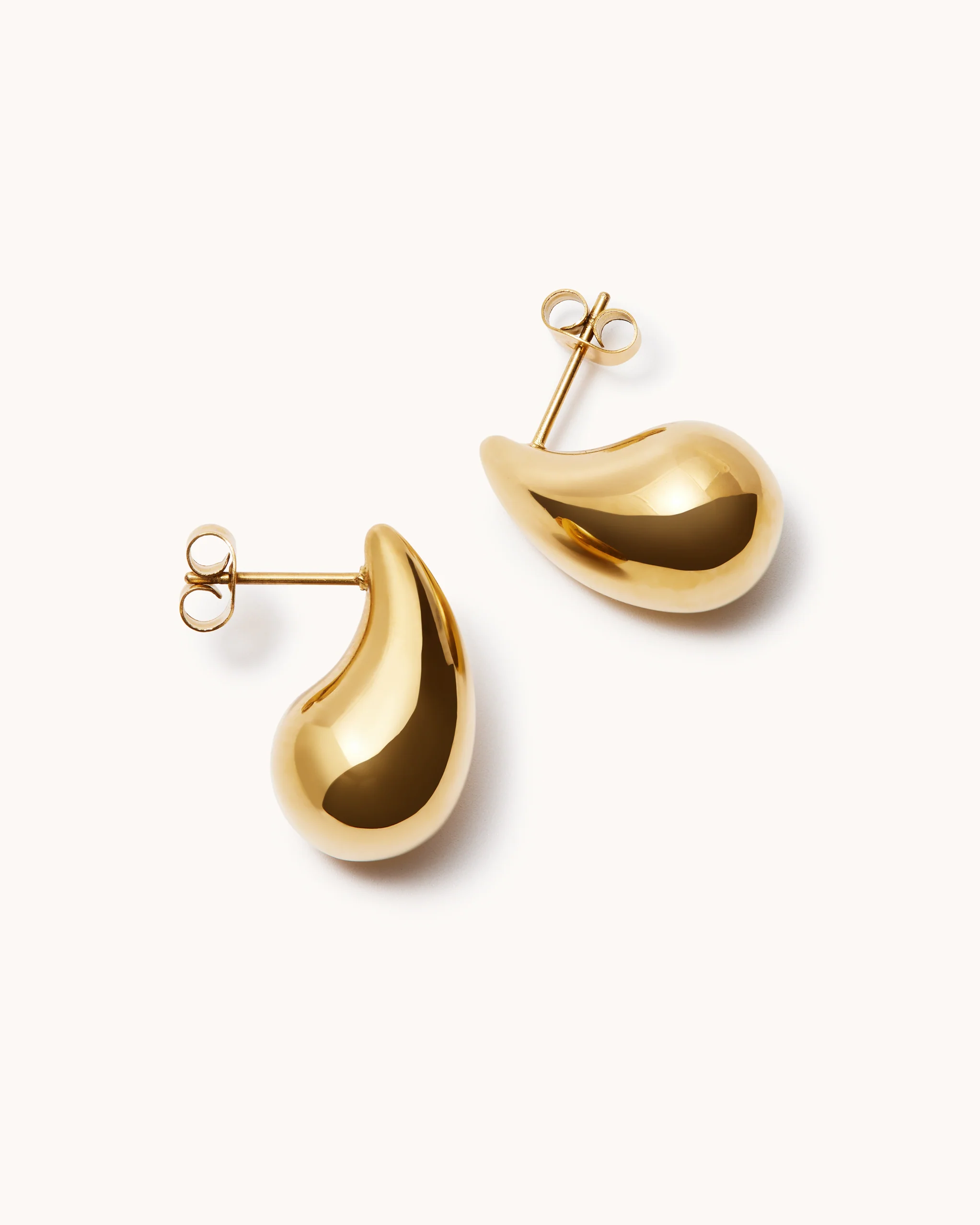 Waterproof Medium Droplet Studs in Gold - Image 4