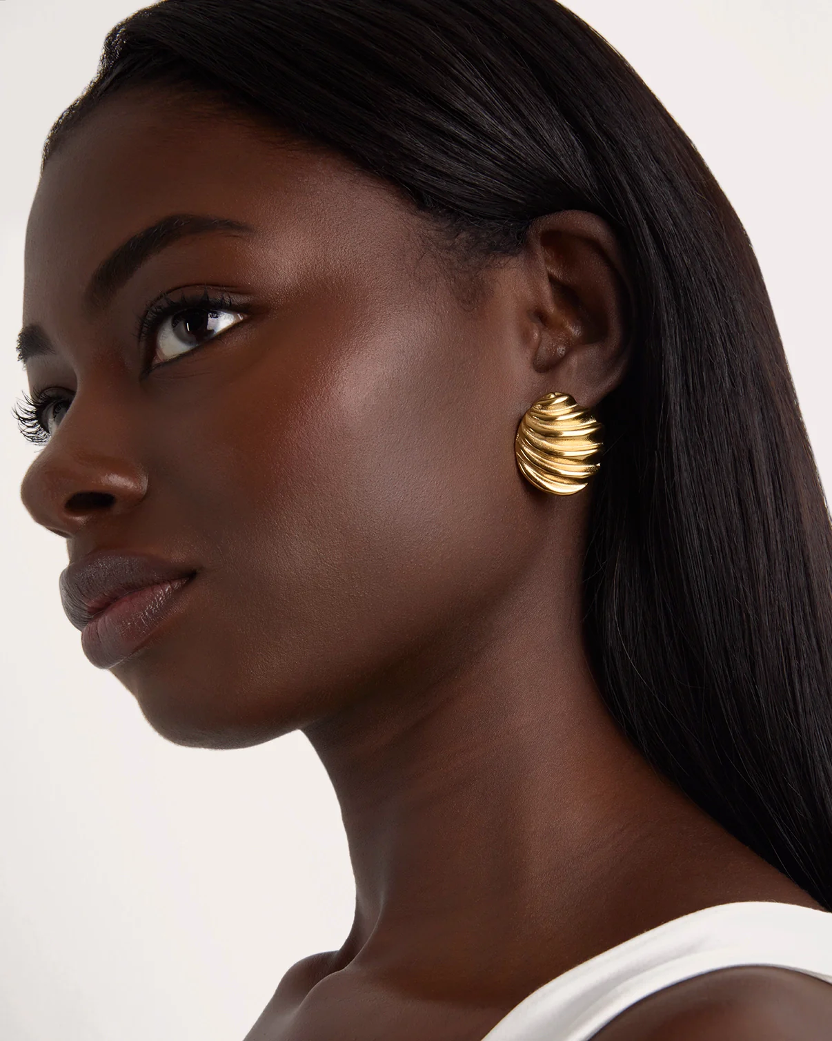 Waterproof Shell Stud Earrings in Gold - Image 2