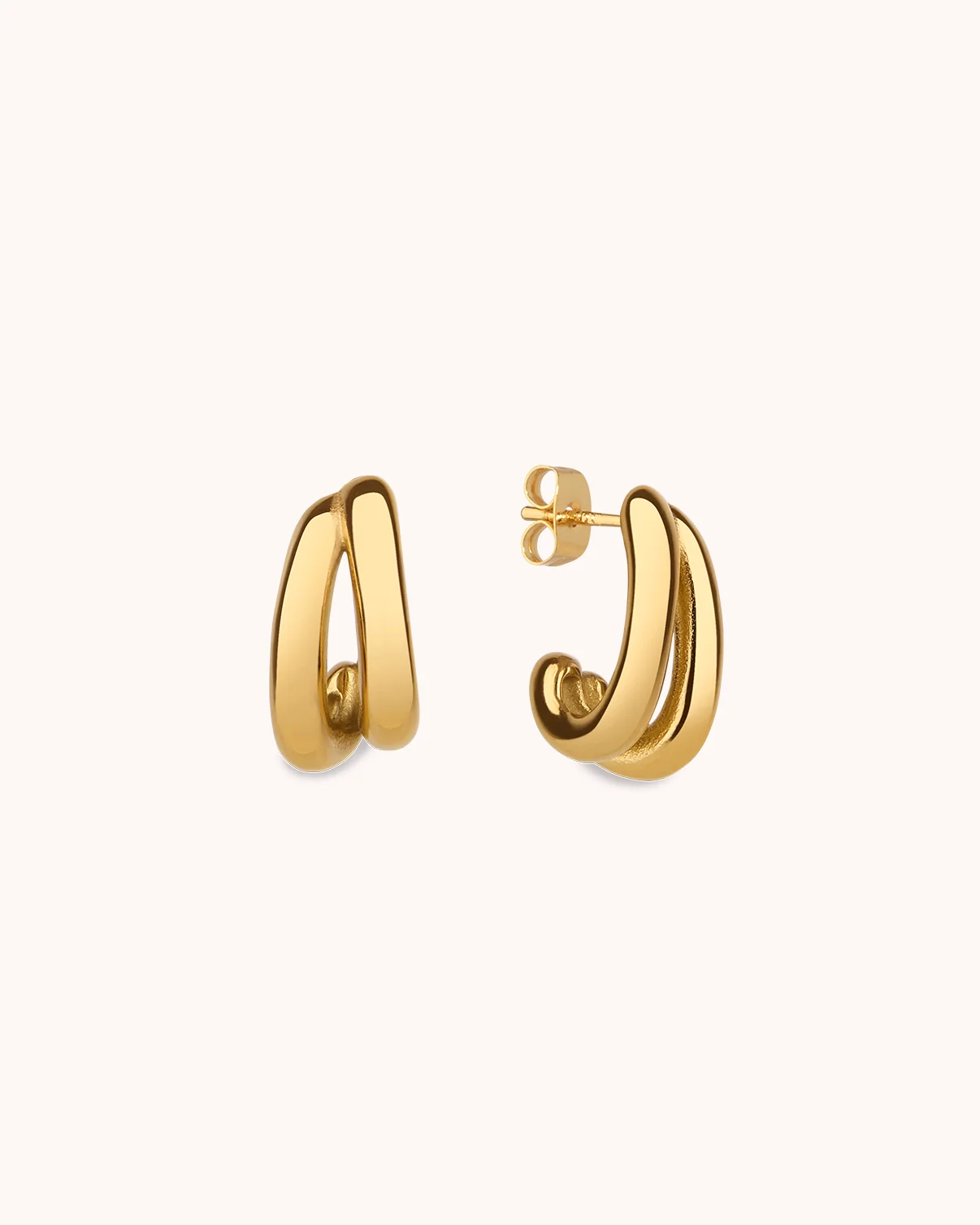 Waterproof Double-Lined Stud Earrings in Gold
