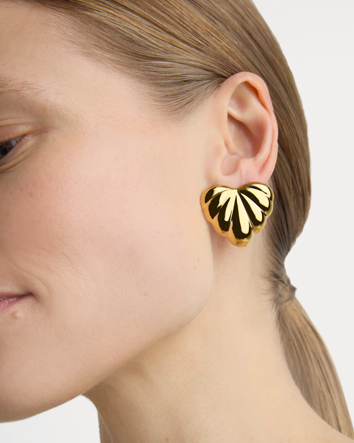 Bubble Heart Statement Studs in Gold - Image 2