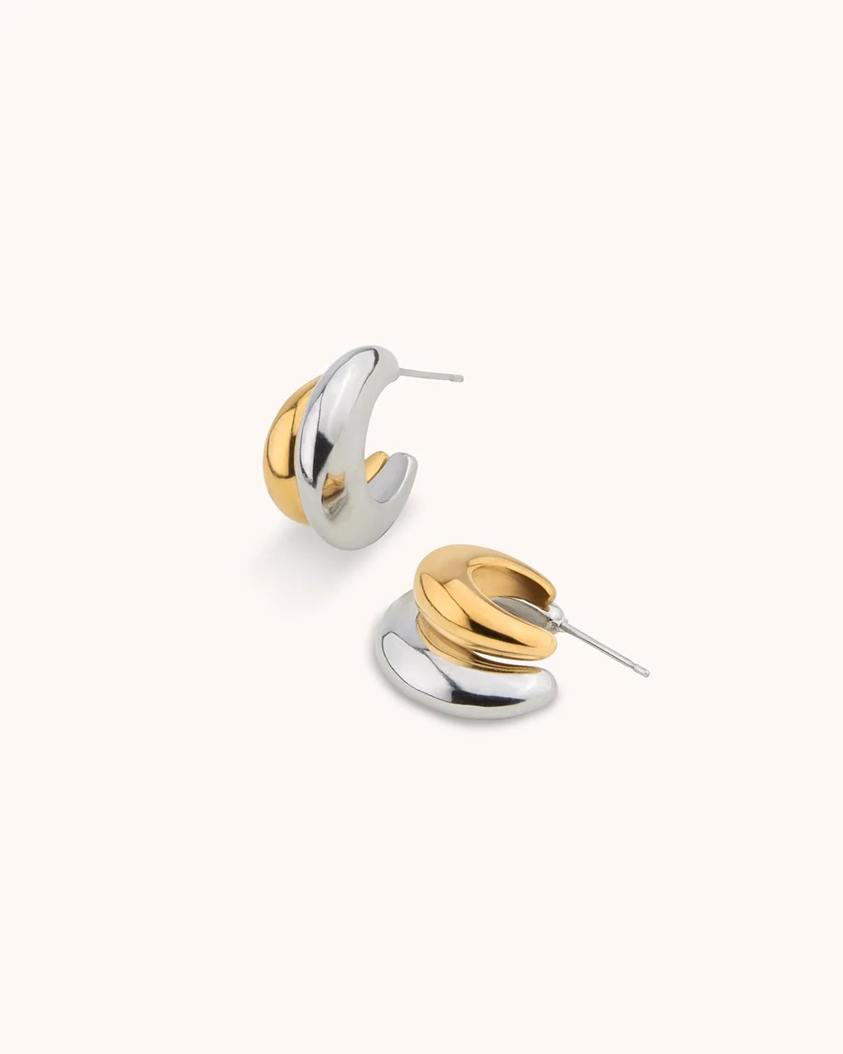 Mixed Metal Hoop Earrings - Image 3