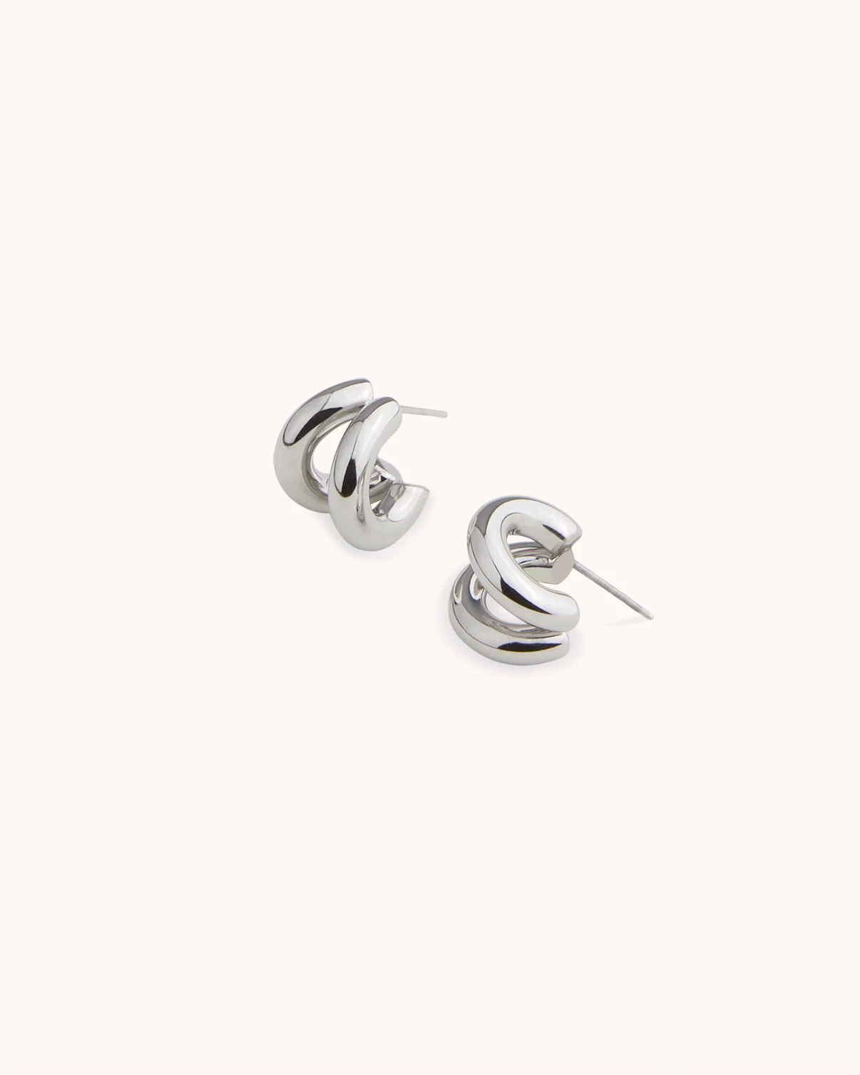 Illusion Thick Hoop Earrings in Silver - Image 3
