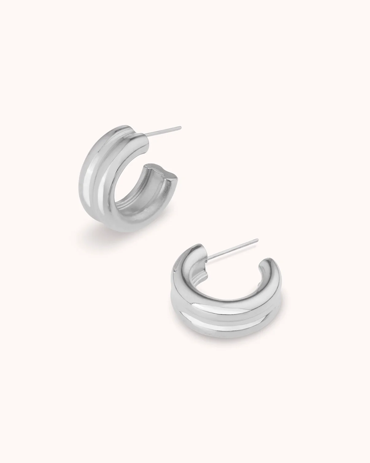 Double Layered Hoops in Silver - Image 2