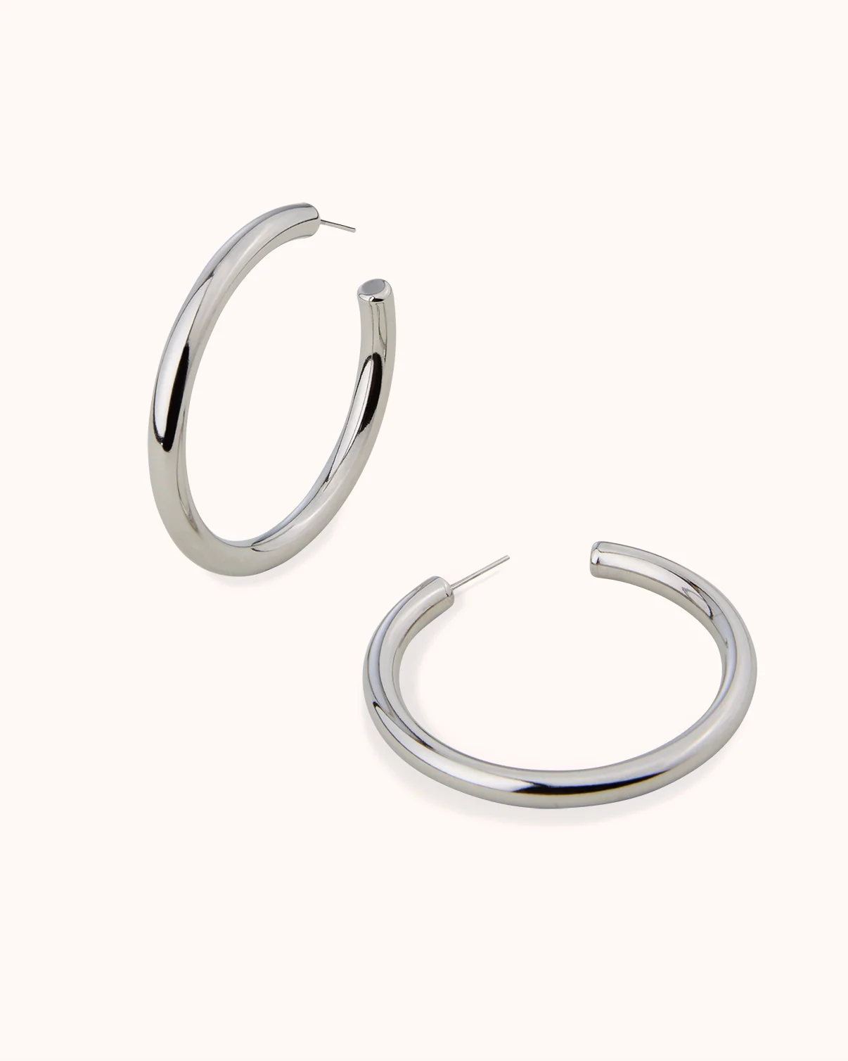Large Thick Hoop Earrings in Silver - Image 3