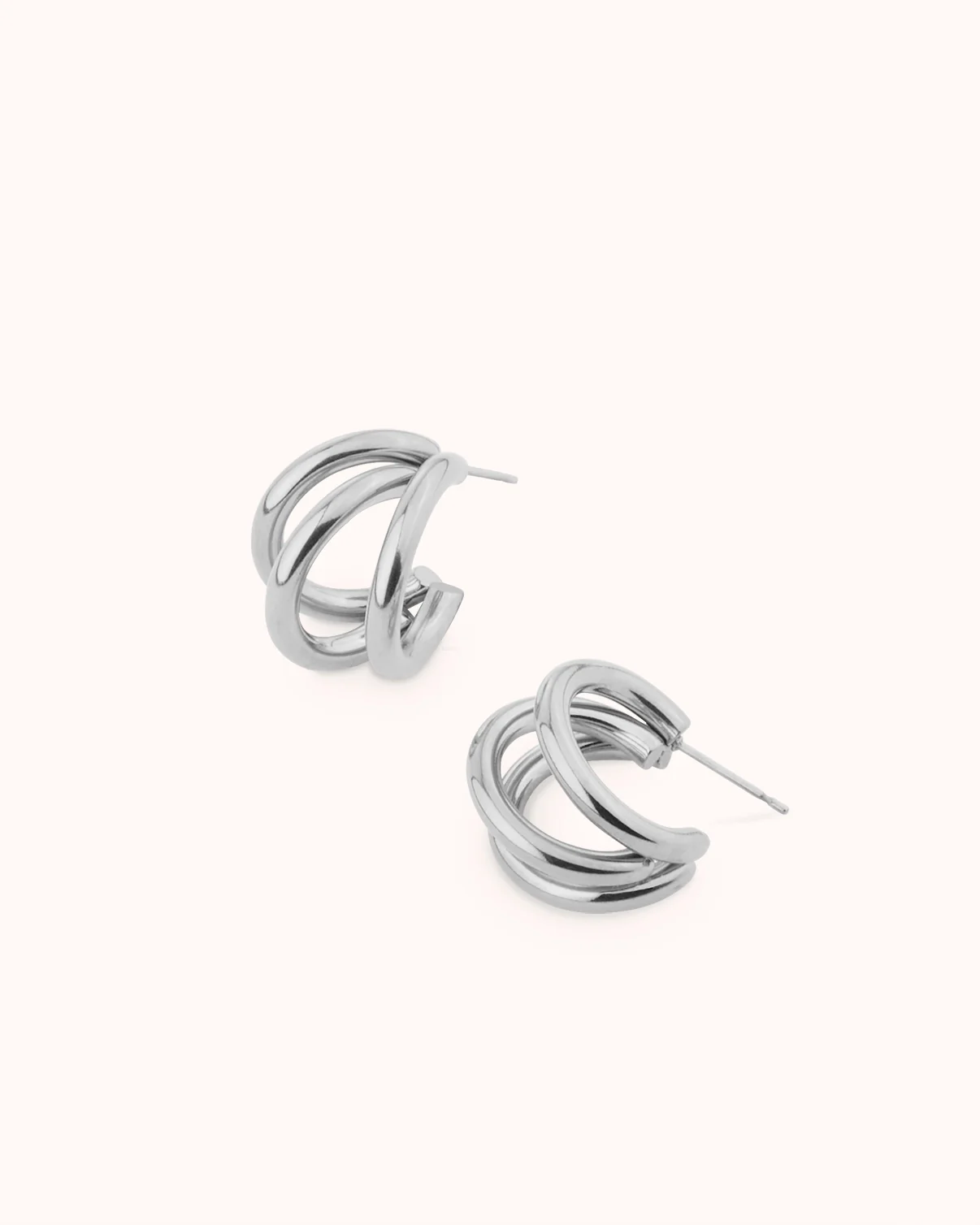 Illusion Chunky Hoop Earrings in Silver - Image 3