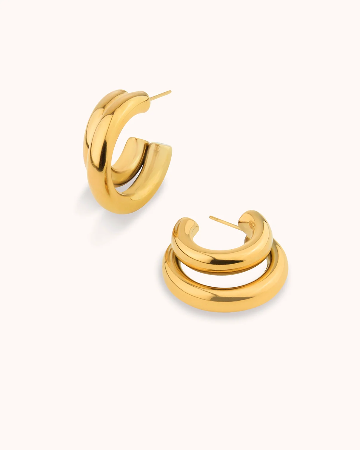 Waterproof Chubby Infinity Hoop Earrings in Gold - Image 3