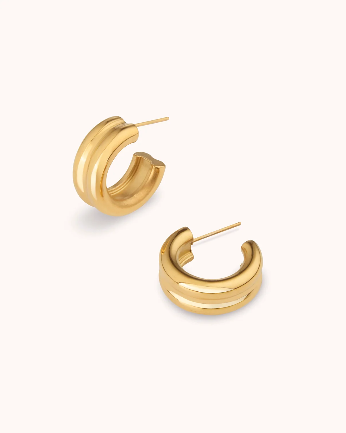 Double Layered Hoop Earrings in Gold - Image 2