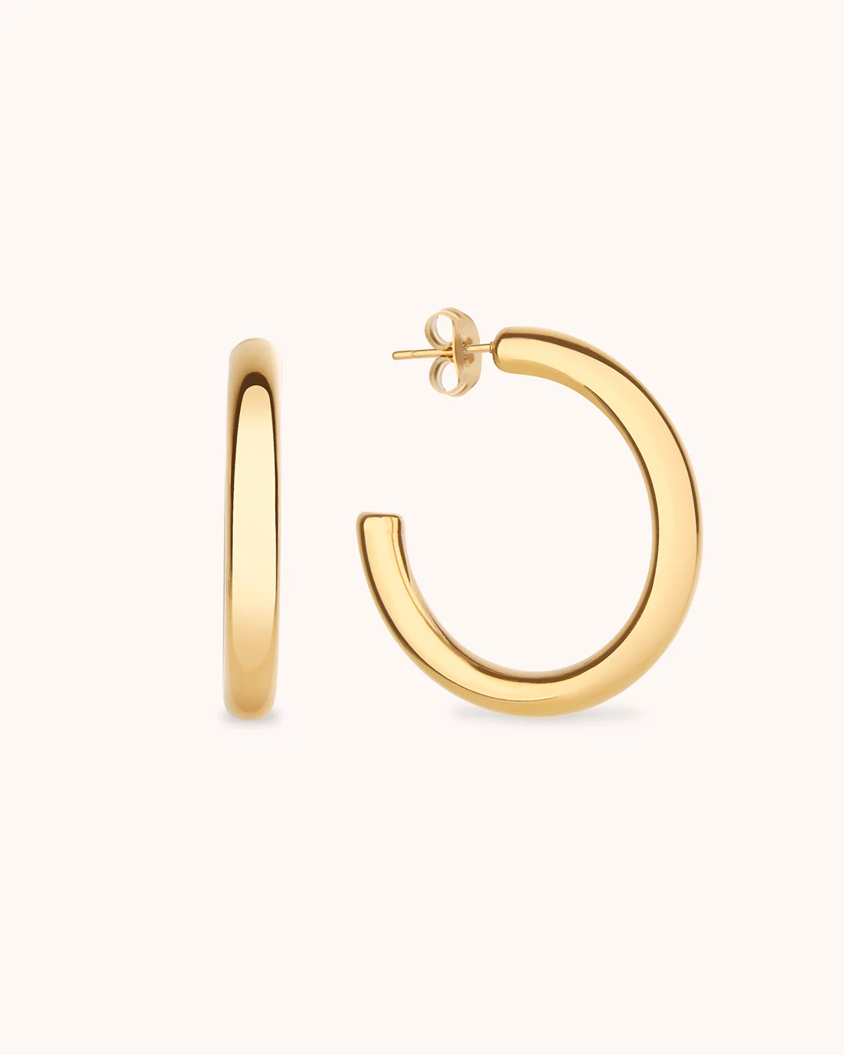 Medium Round Hoop Earrings in Gold