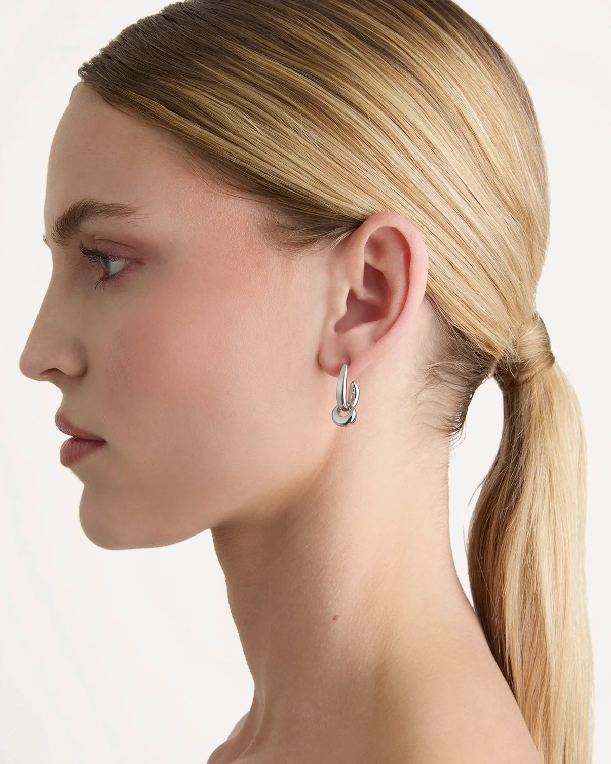 Waterproof Hoop Attachment Earrings in Silver - Image 2