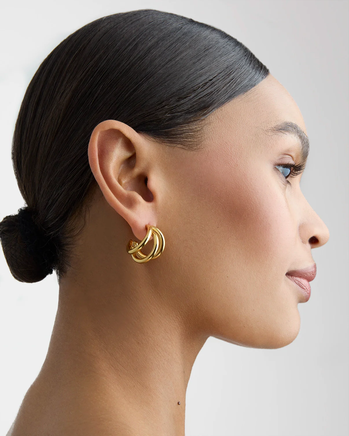 Waterproof Illusion Chubby Hoop Earrings in Gold - Image 2