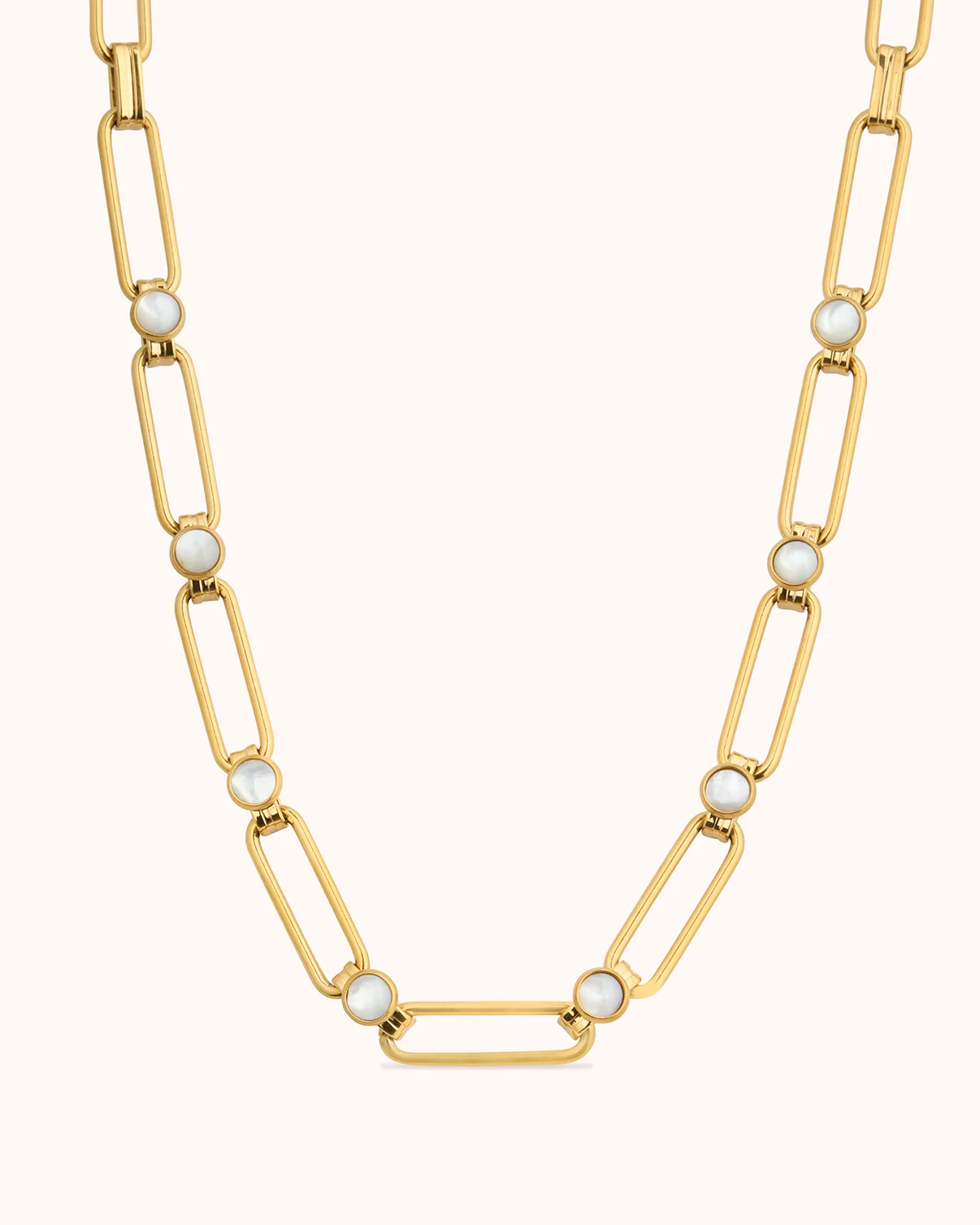 Waterproof Pearl Chunky Chain Necklace in Gold