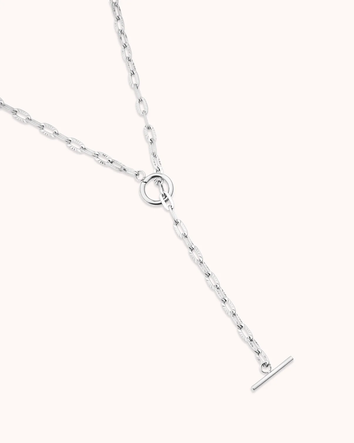 Waterproof Spaced Chain Y-Necklace in Silver - Image 3