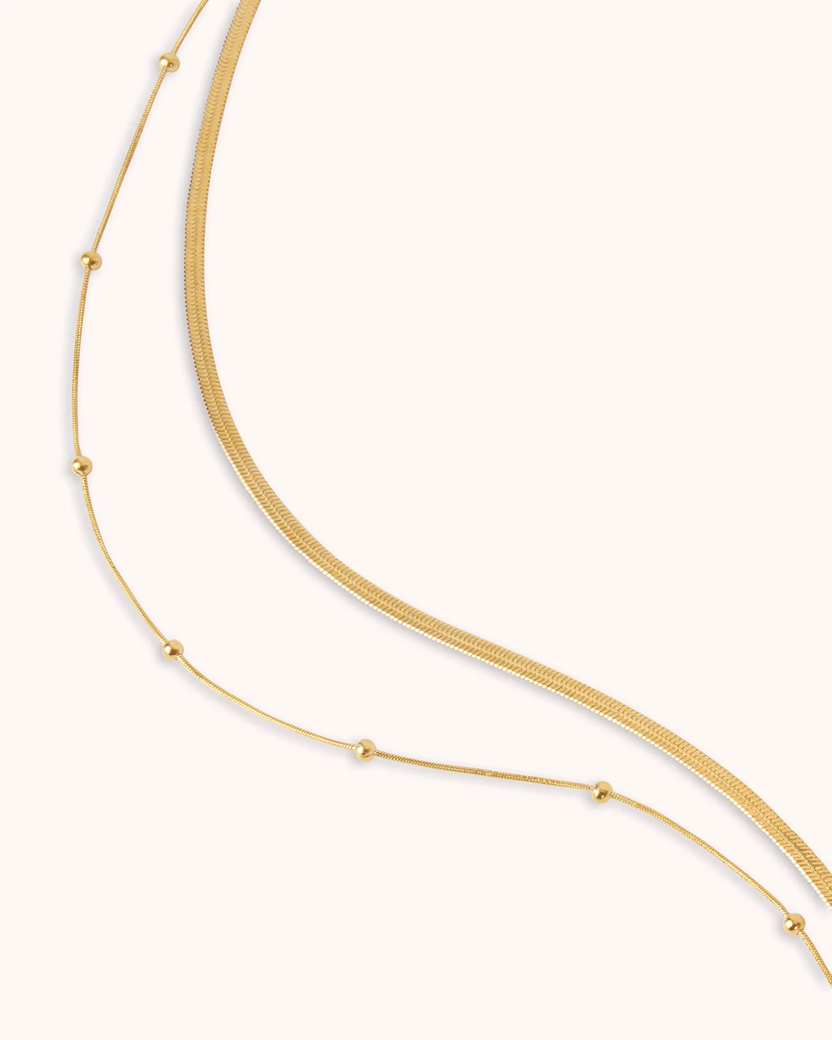 Waterproof Double Layered Station Necklace in Gold - Image 3