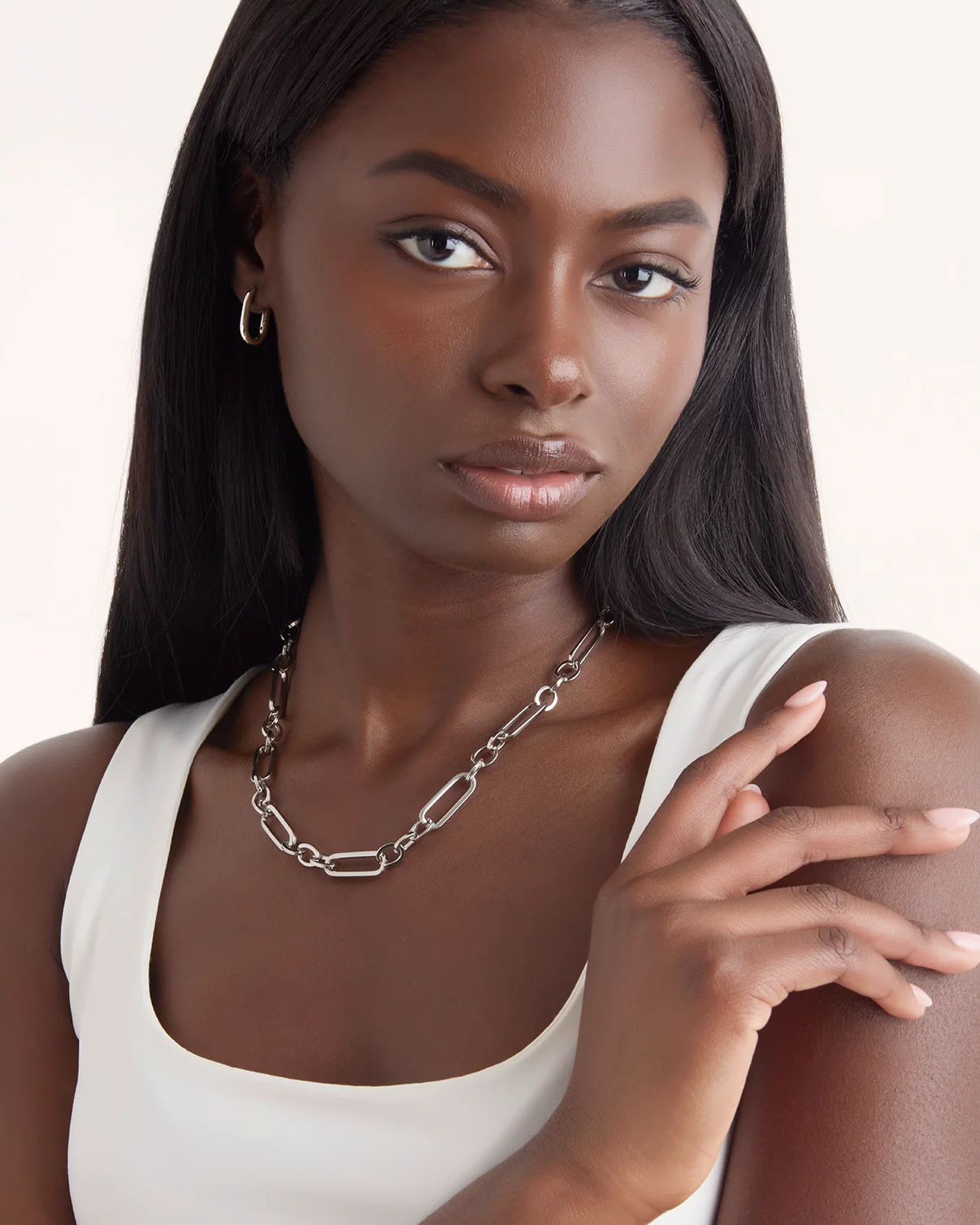 Double Link Chain Necklace in Silver - Image 2