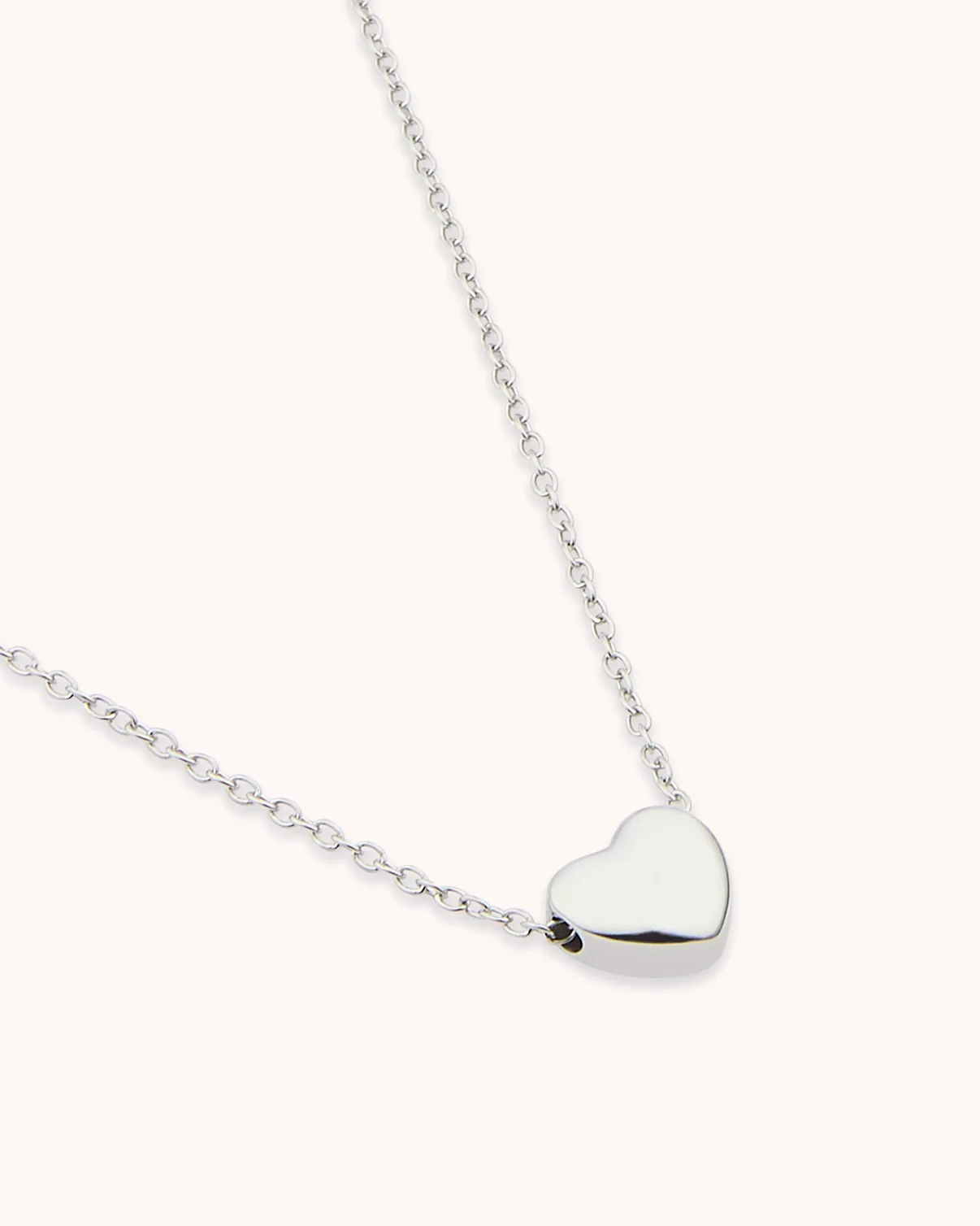 Heart Pendant Thin Chain Necklace in Silver - Image 2