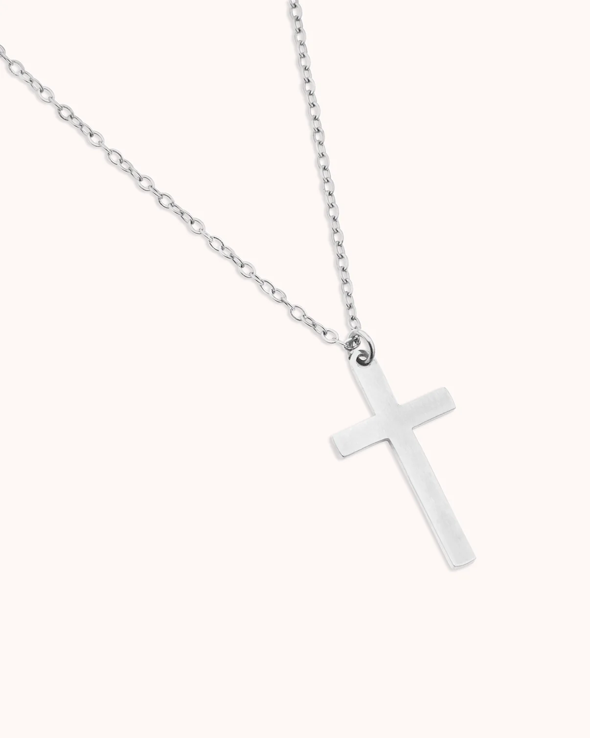 Waterproof Thin Chain & Cross Pendant Necklace in Silver - Image 3