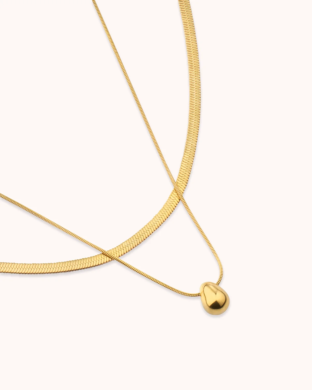 Waterproof Double Layered Small Pendant Necklace in Gold - Image 3