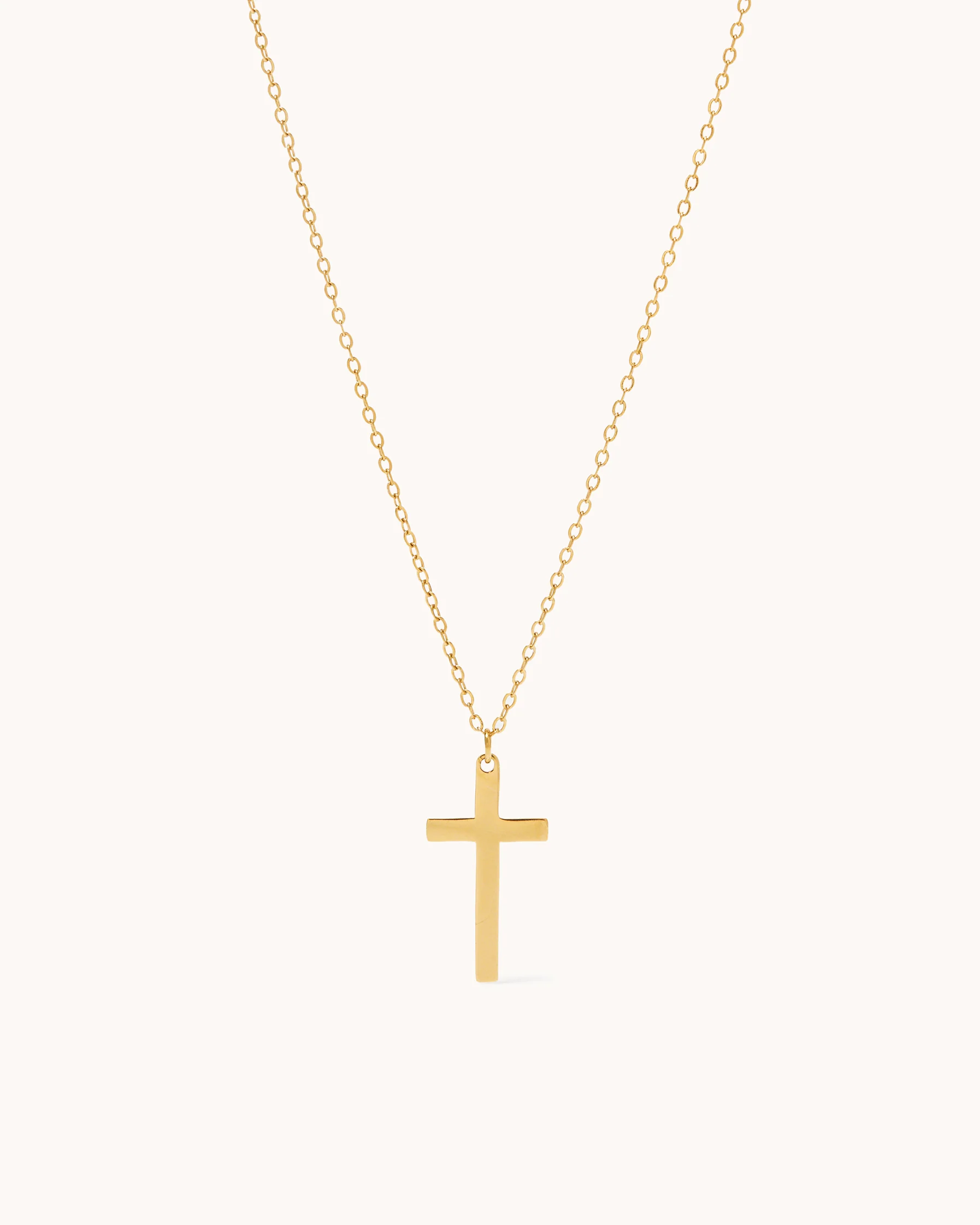 Waterproof Thin Chain & Cross Pendant Necklace in Gold