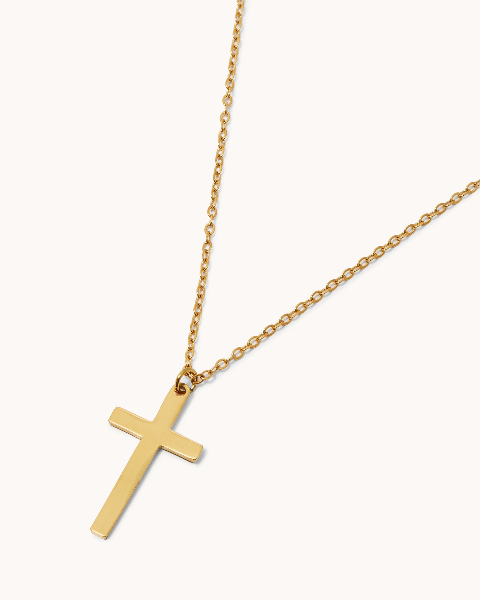 Waterproof Thin Chain & Cross Pendant Necklace in Gold - Image 2