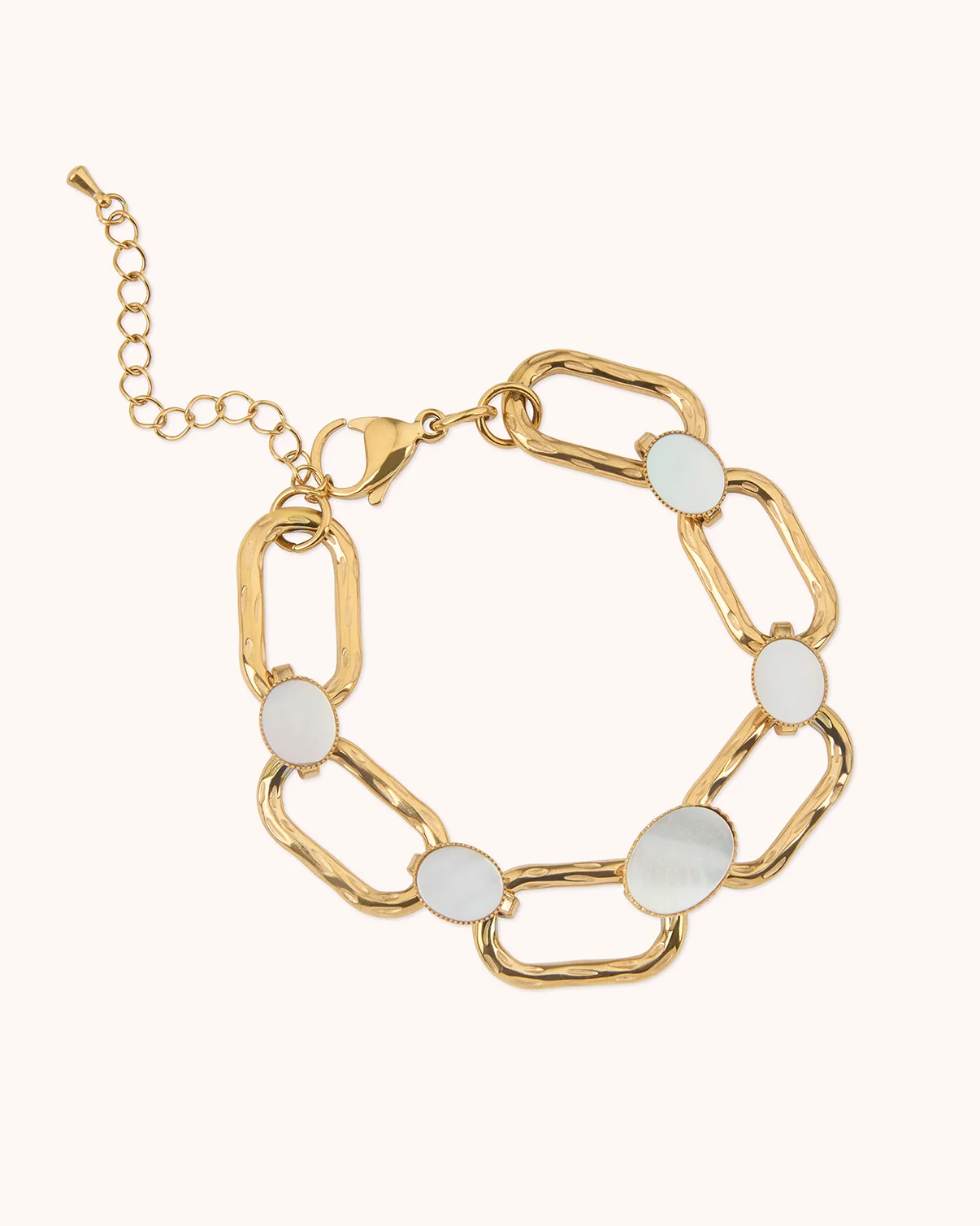 Large Pearl & Chain Bracelet in Gold