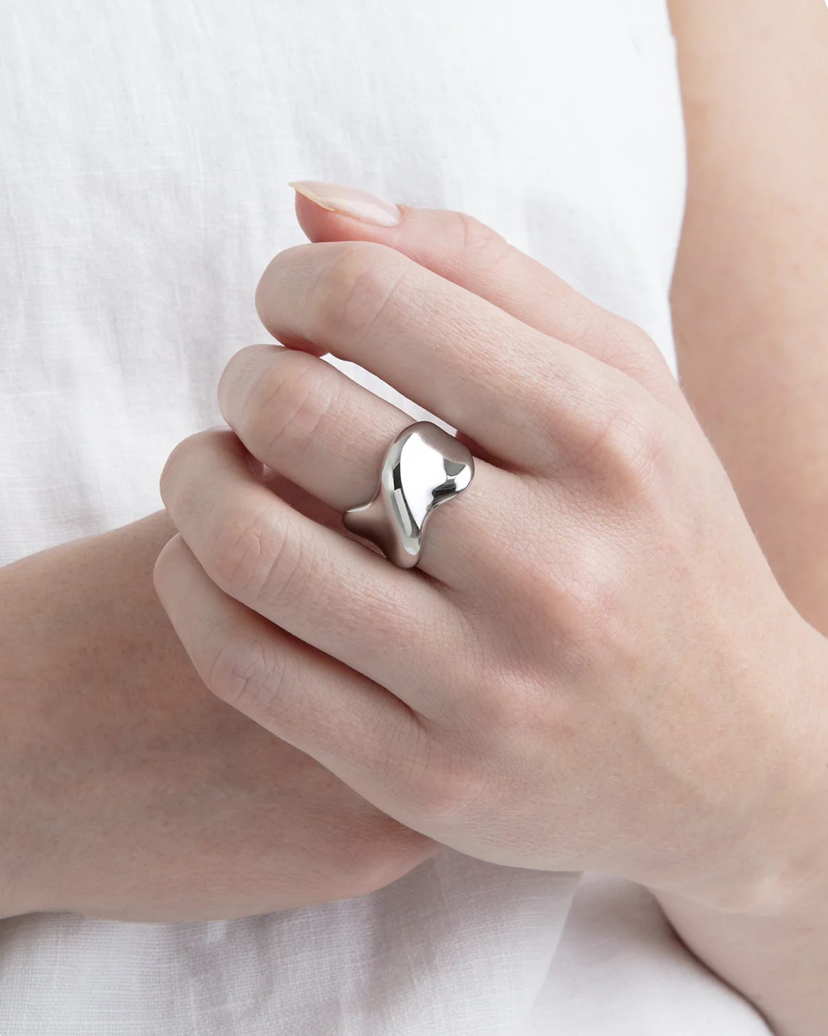 Waterproof Chunky Twisted Ring in Silver - Image 2
