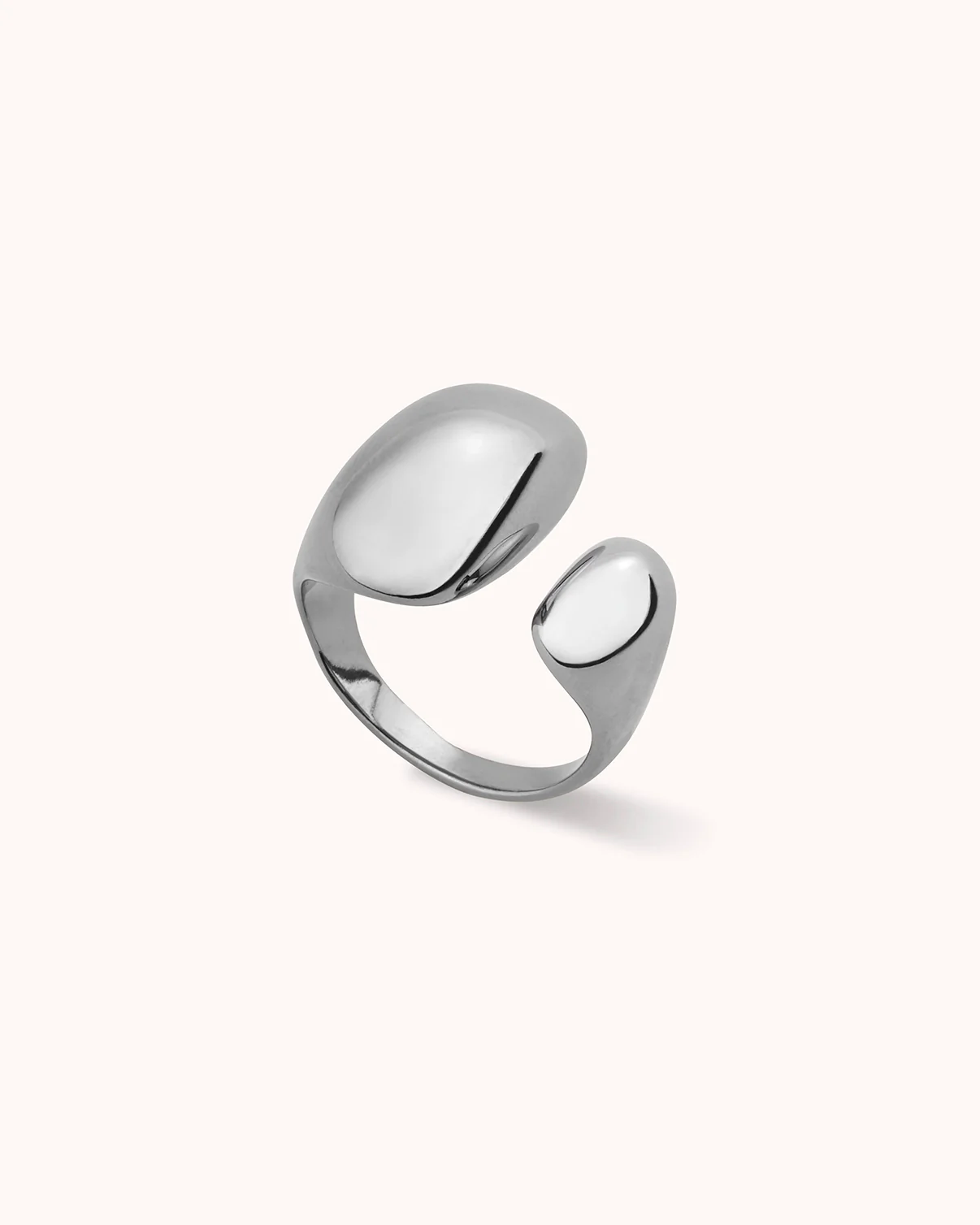 Waterproof Adjustable Two-Stone Statement Ring in Silver - Image 3