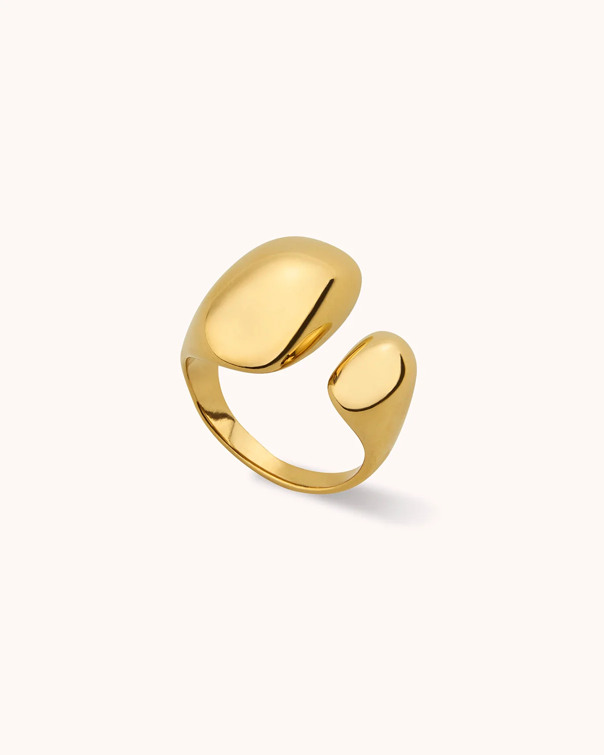 Waterproof Adjustable Two-Stone Statement Ring in Gold - Image 3