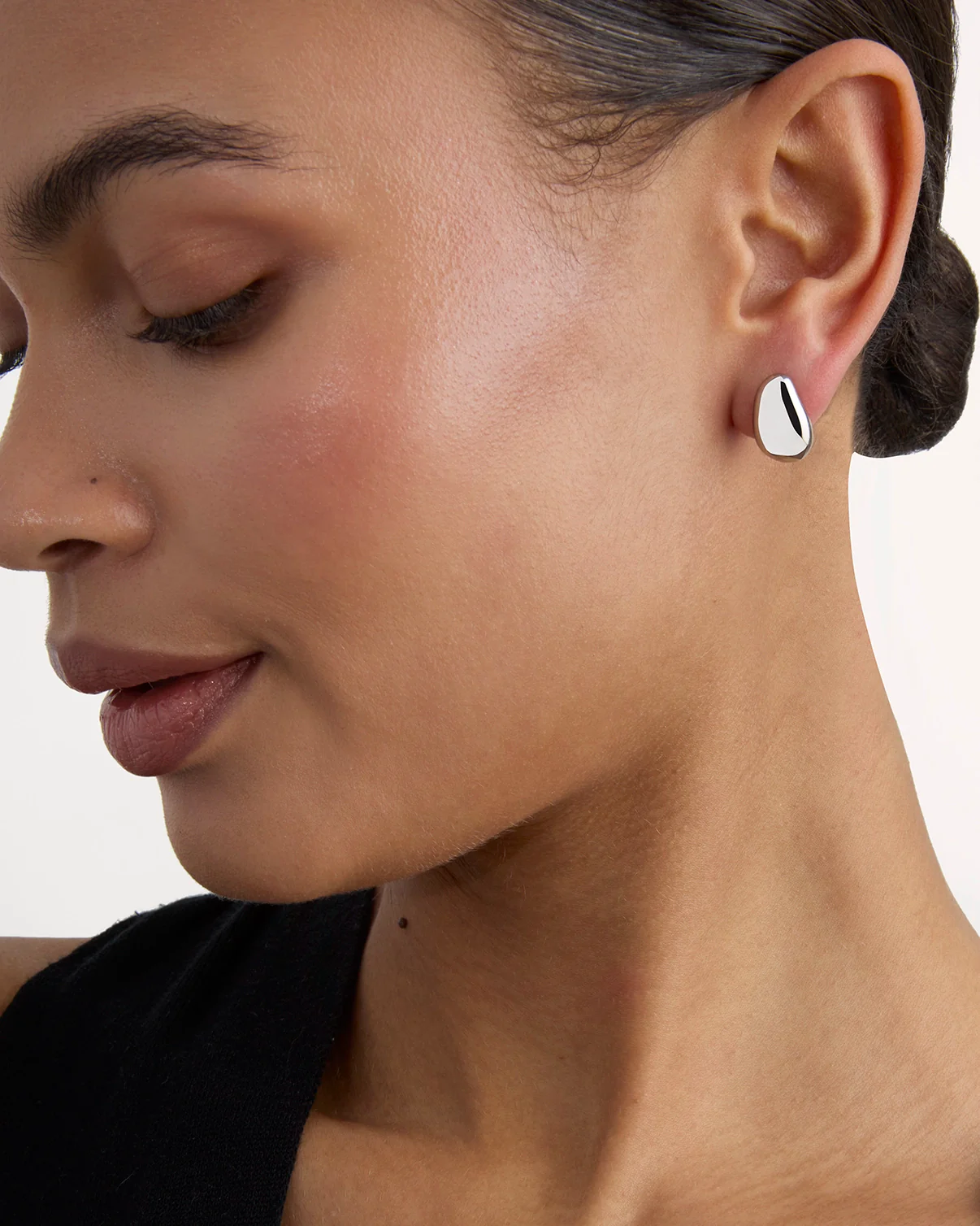 Waterproof Mini Pebble Studs in Silver - Image 2