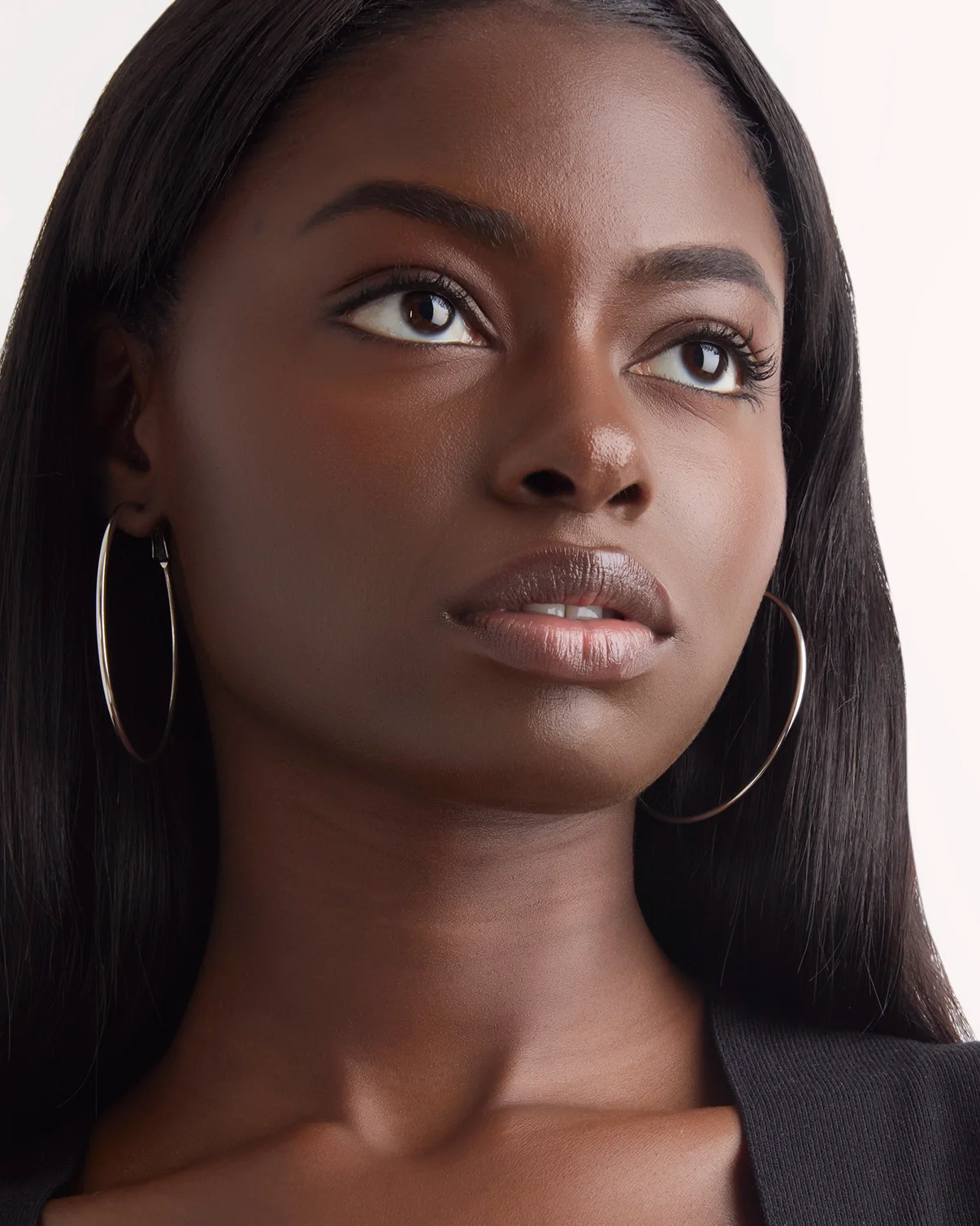 Large Thin Round Hoop Earrings in Silver - Image 2