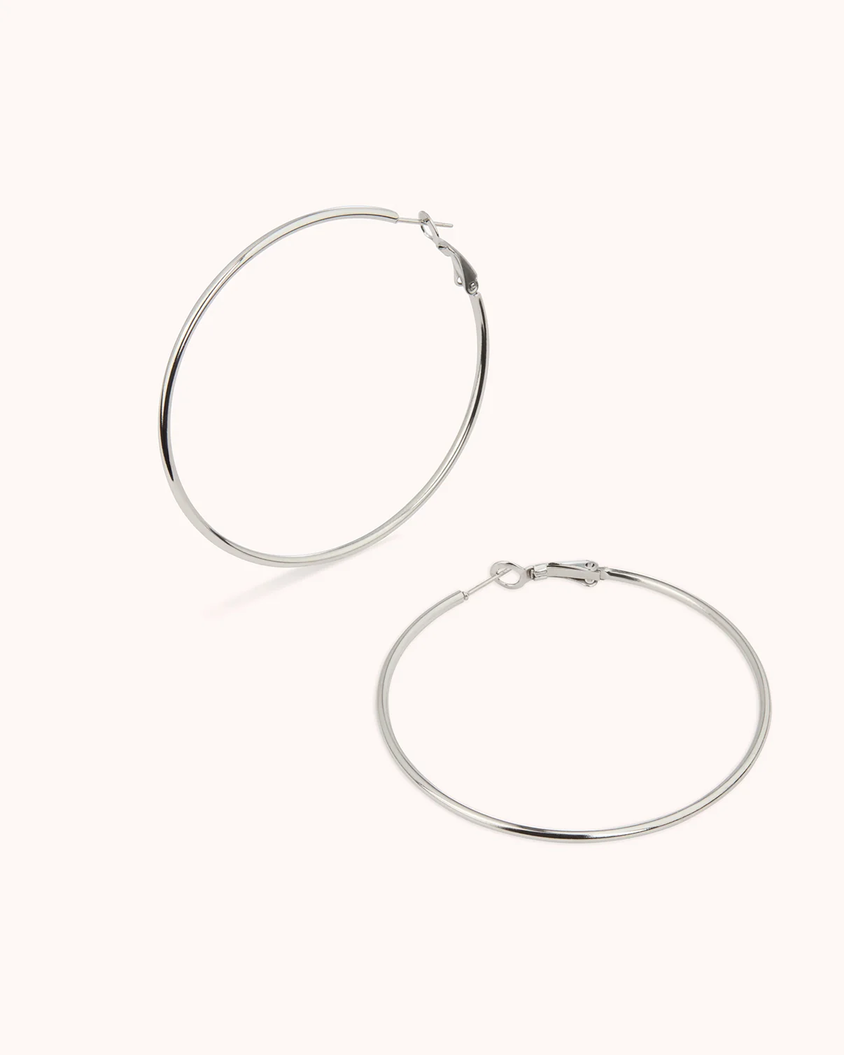 Large Thin Round Hoop Earrings in Silver - Image 3