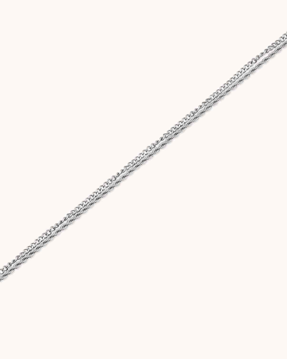 Waterproof Double Layered Chain Link Necklace in Silver - Image 3