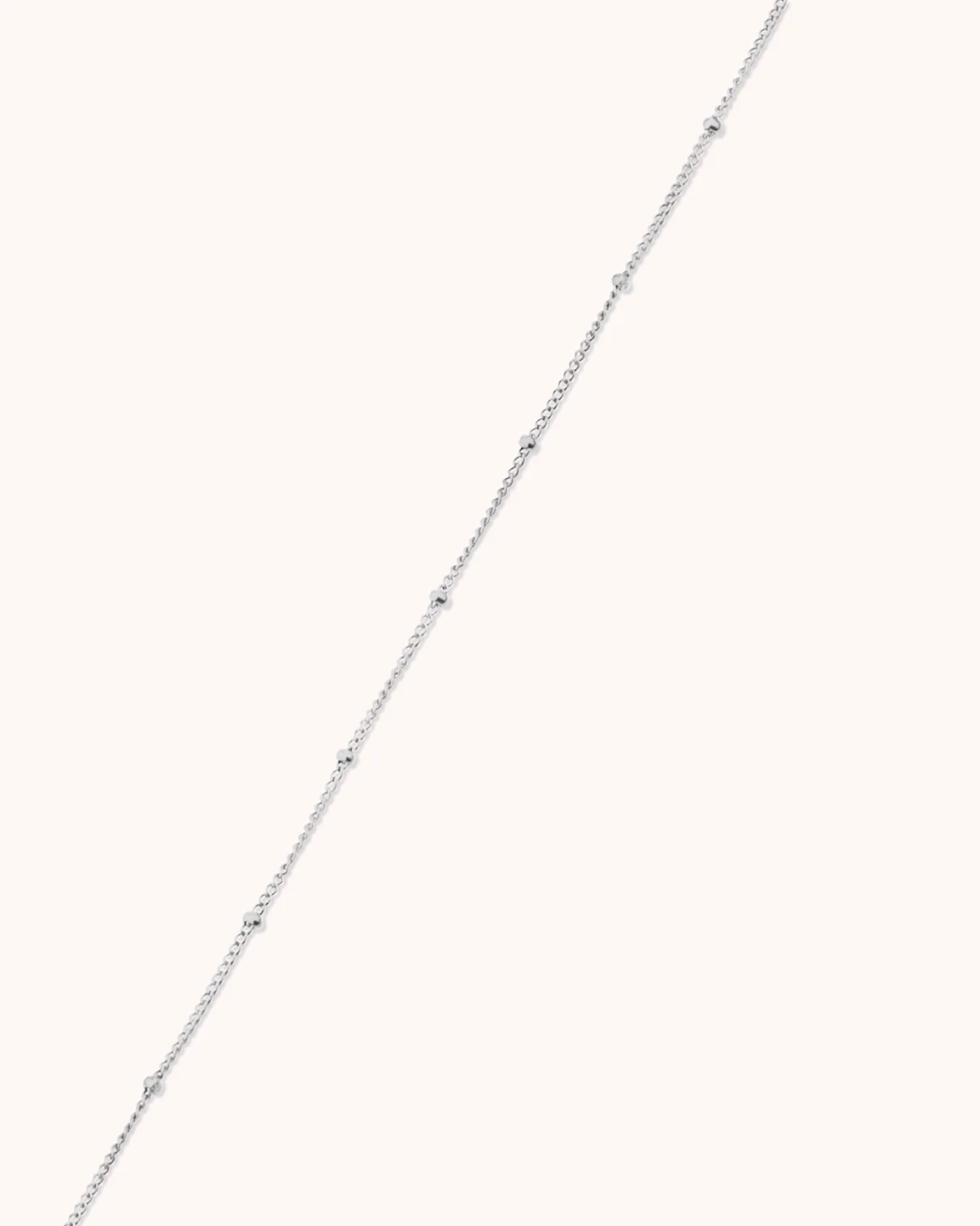 Thin Beaded Chain Necklace in Silver - Image 3