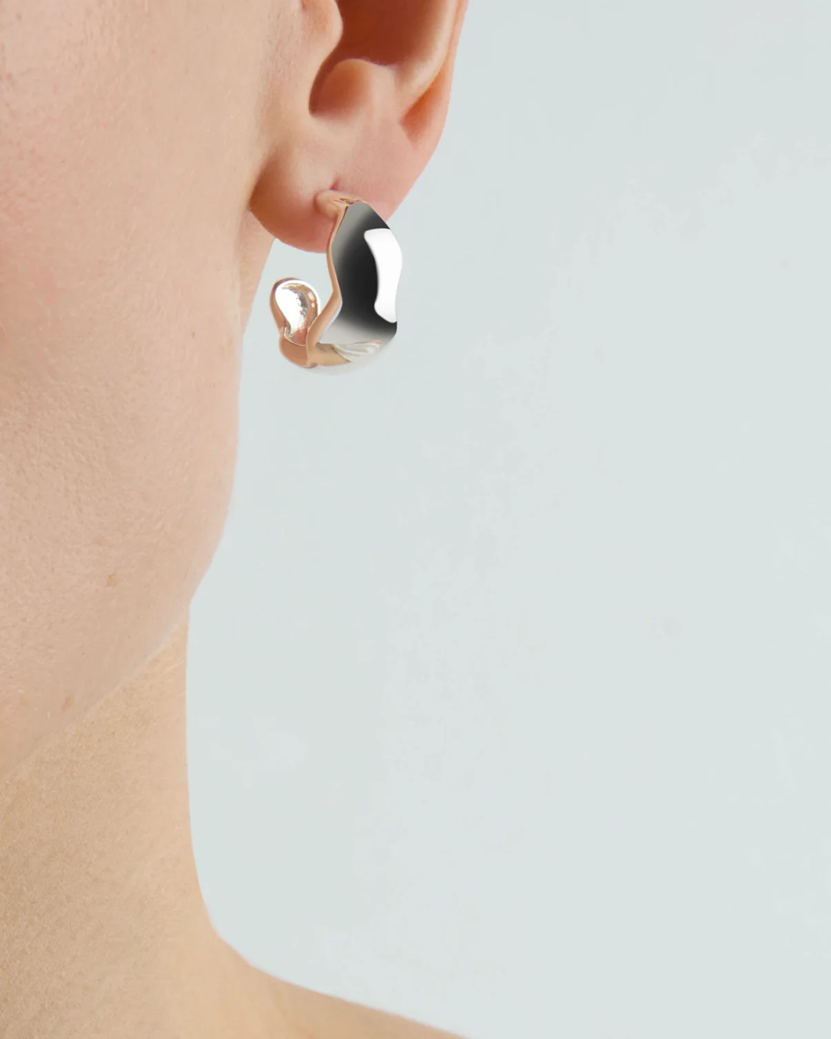 Wavy Edge Hoops in Silver - Image 2