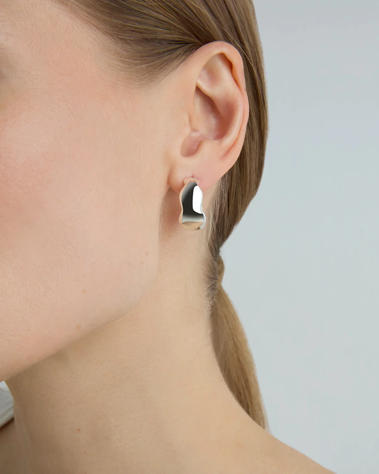 Wavy Edge Hoops in Silver - Image 3
