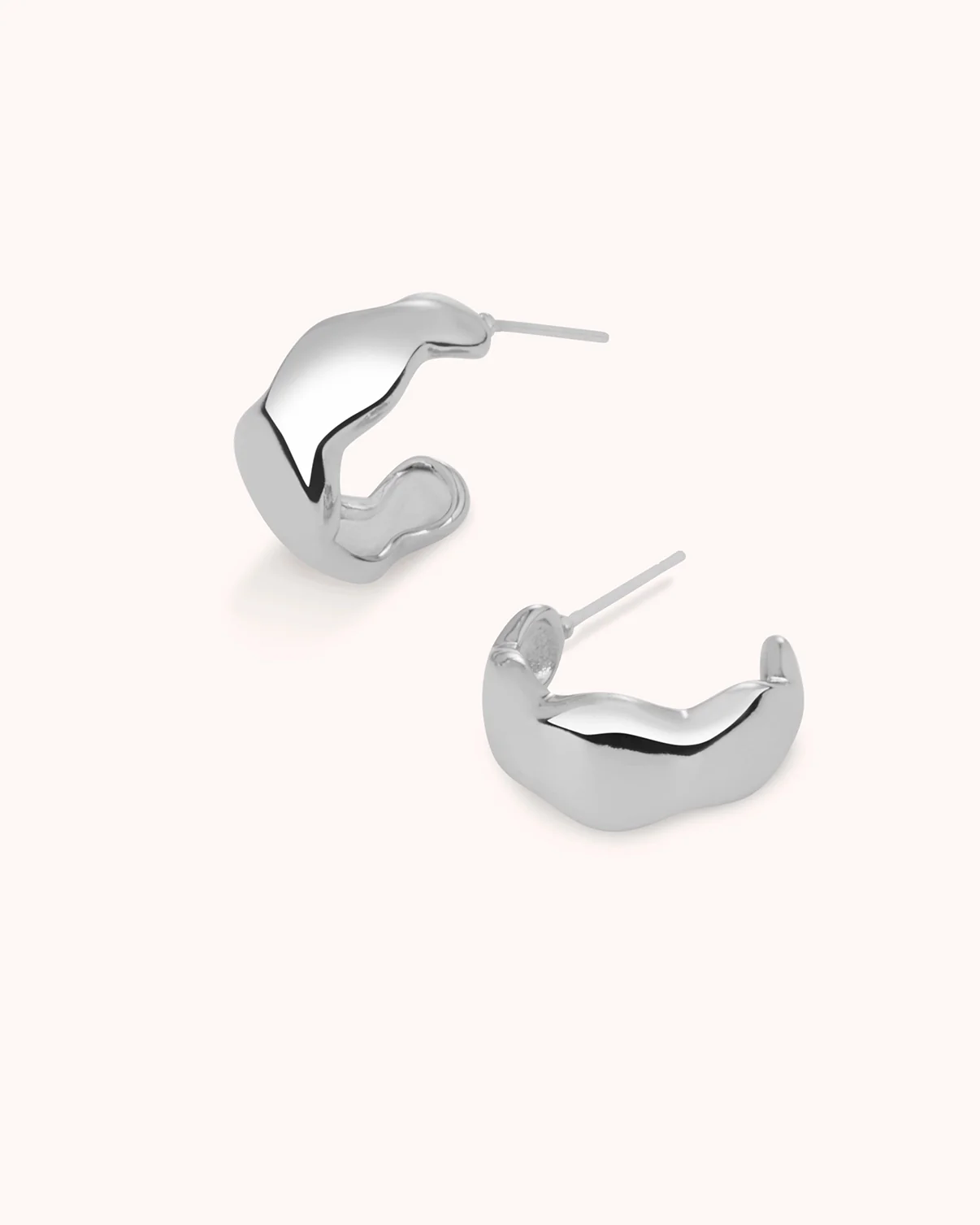 Wavy Edge Hoops in Silver - Image 4