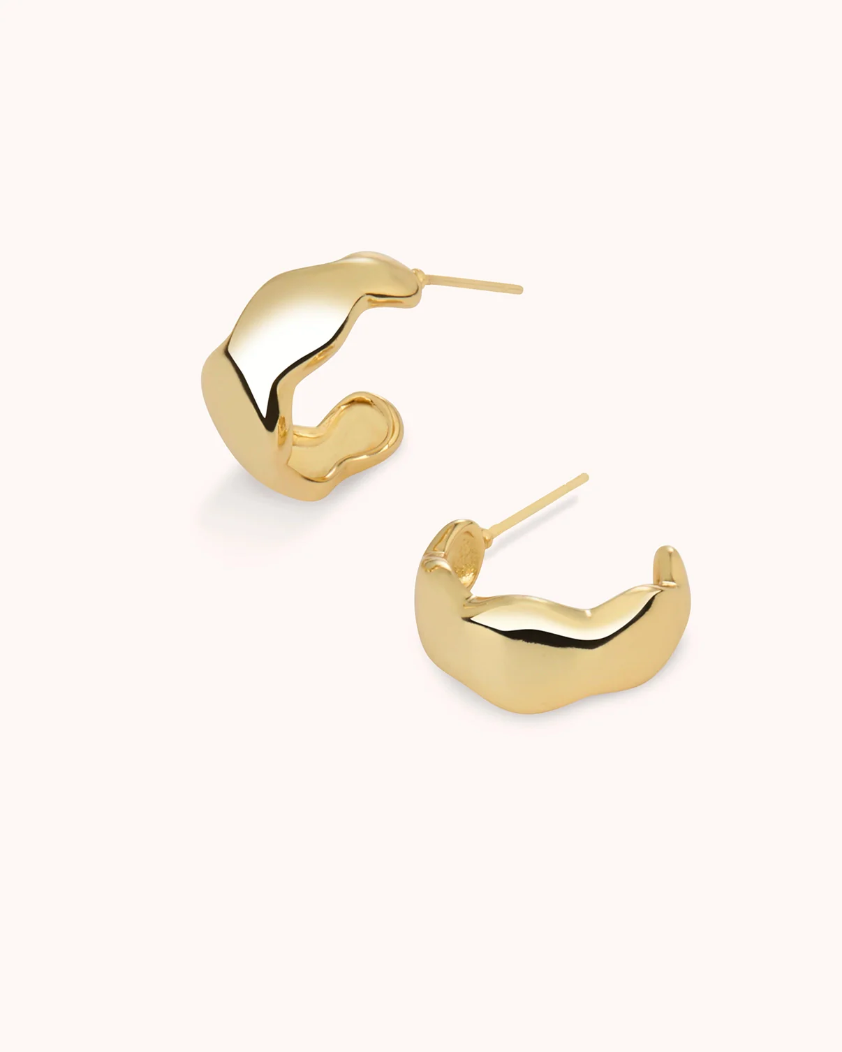 Wavy Edge Hoops in Gold - Image 3