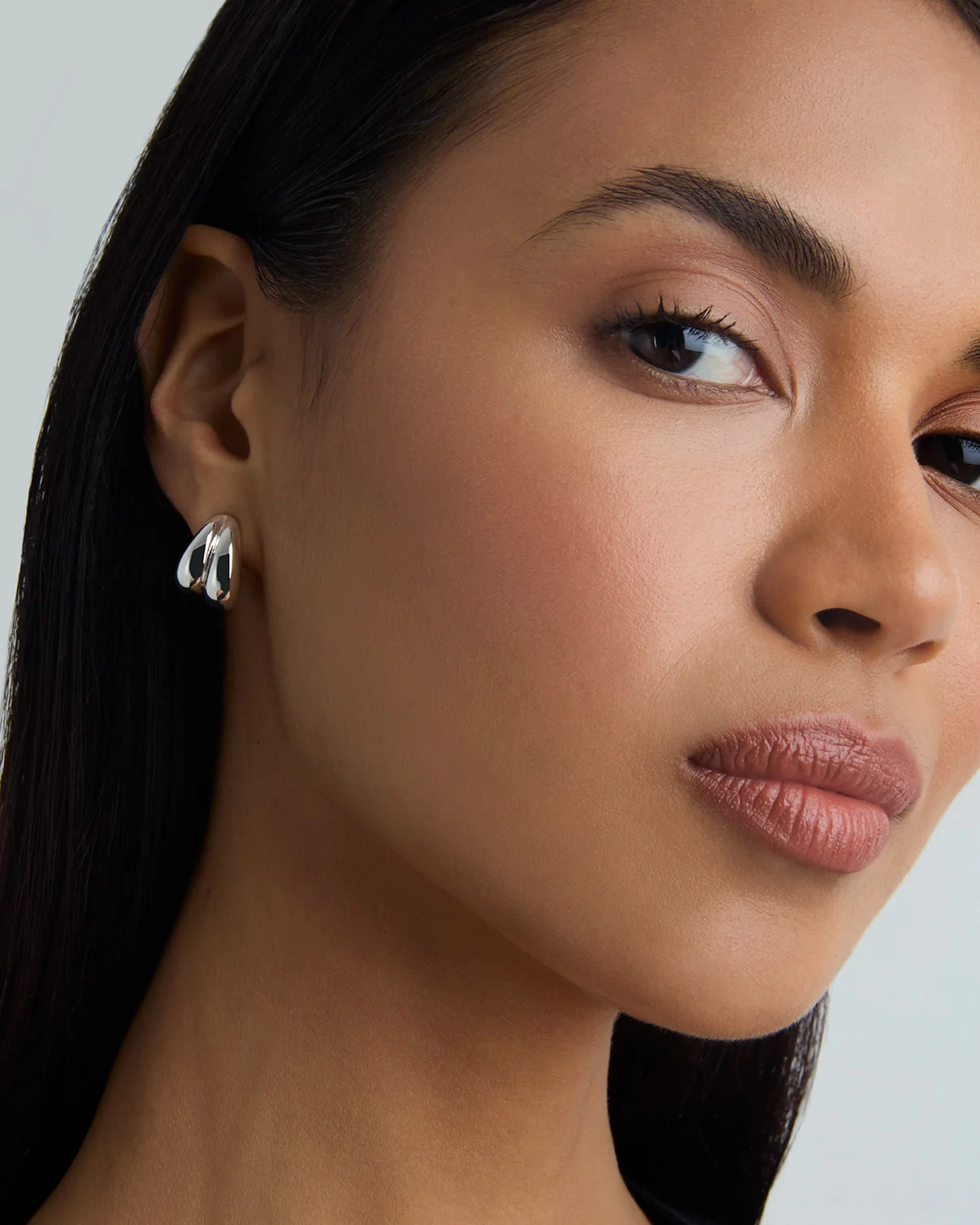 Chubby Double Layer Hoops in Silver - Image 2