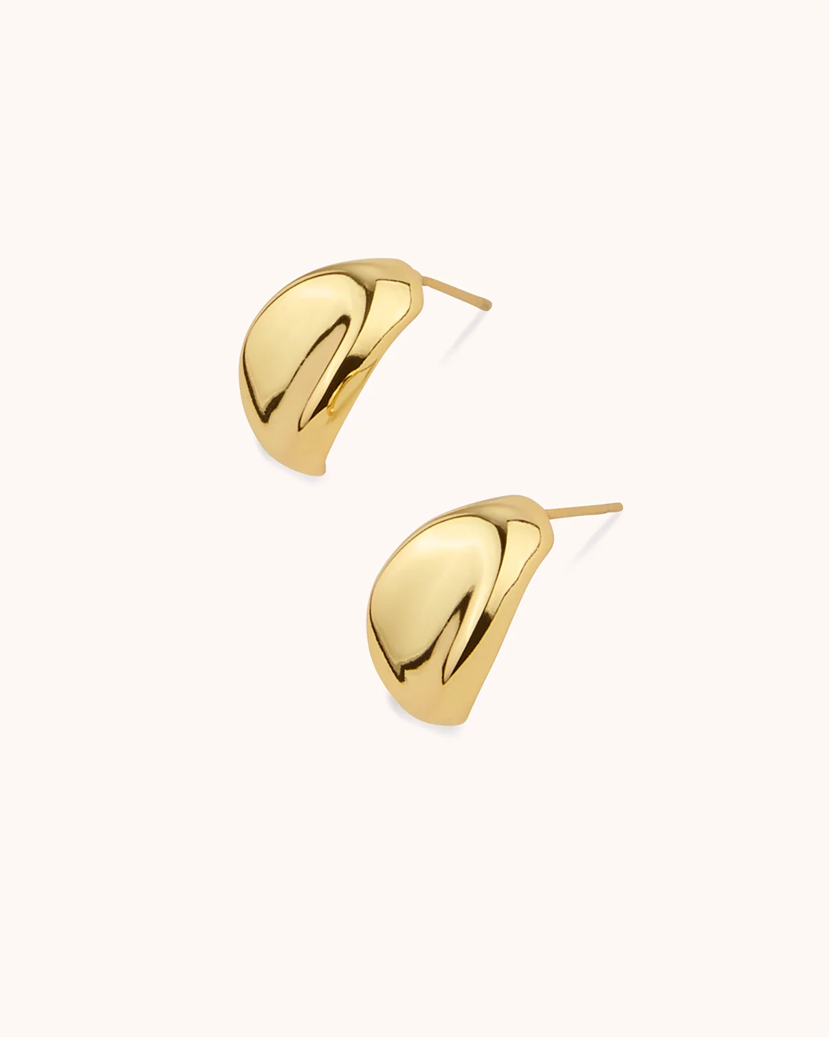Oval Chunky Stud Earrings in Gold - Image 3