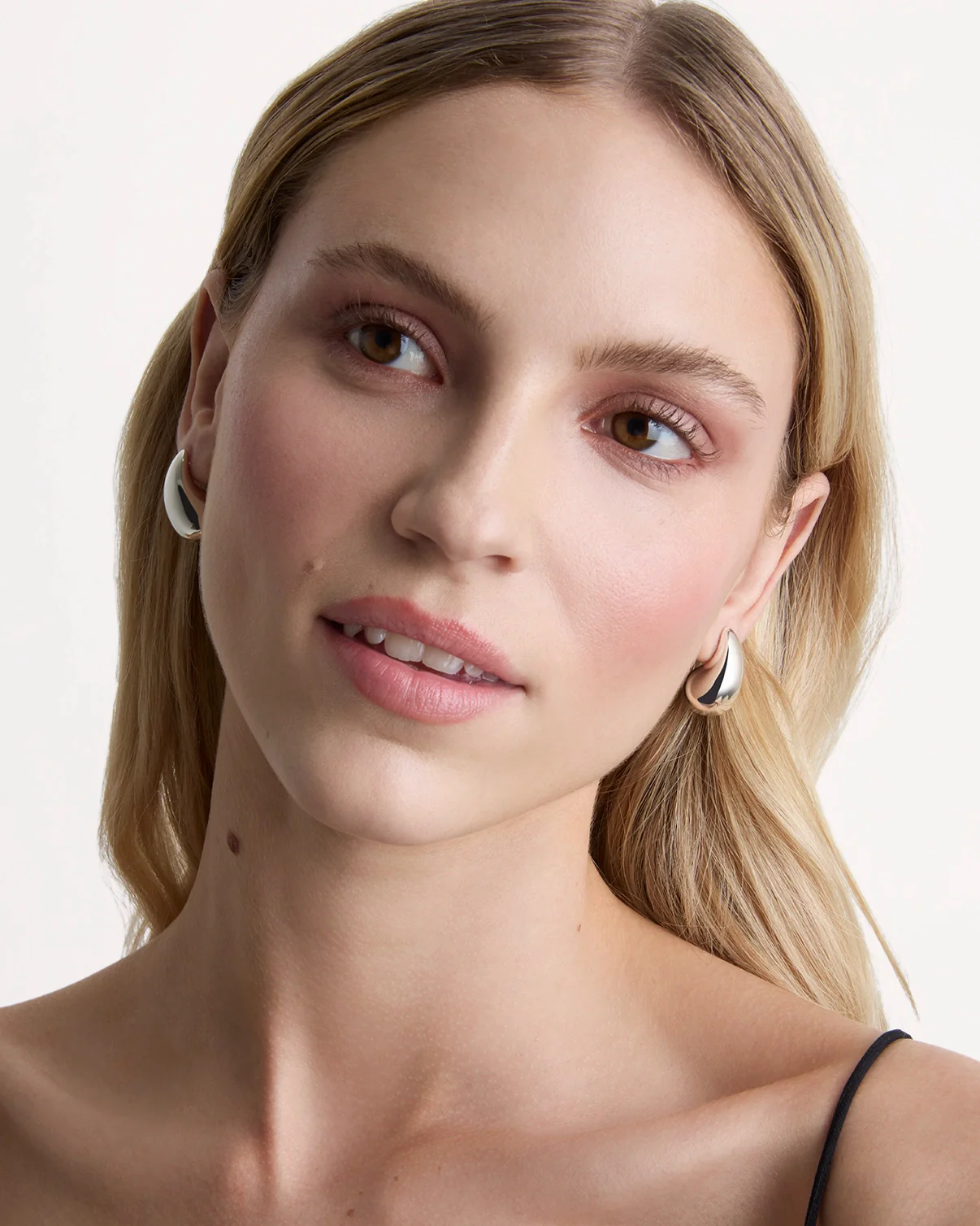 Teardrop Stud Earrings in Silver - Image 2
