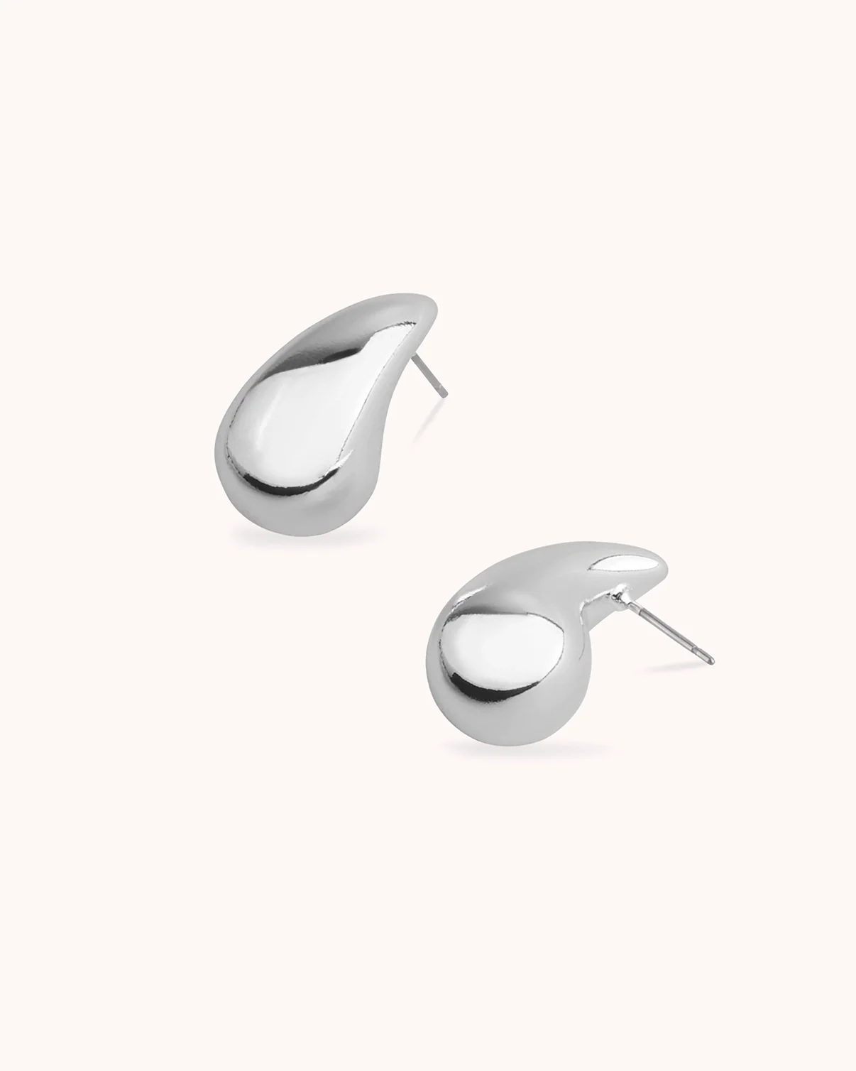 Teardrop Stud Earrings in Silver - Image 3